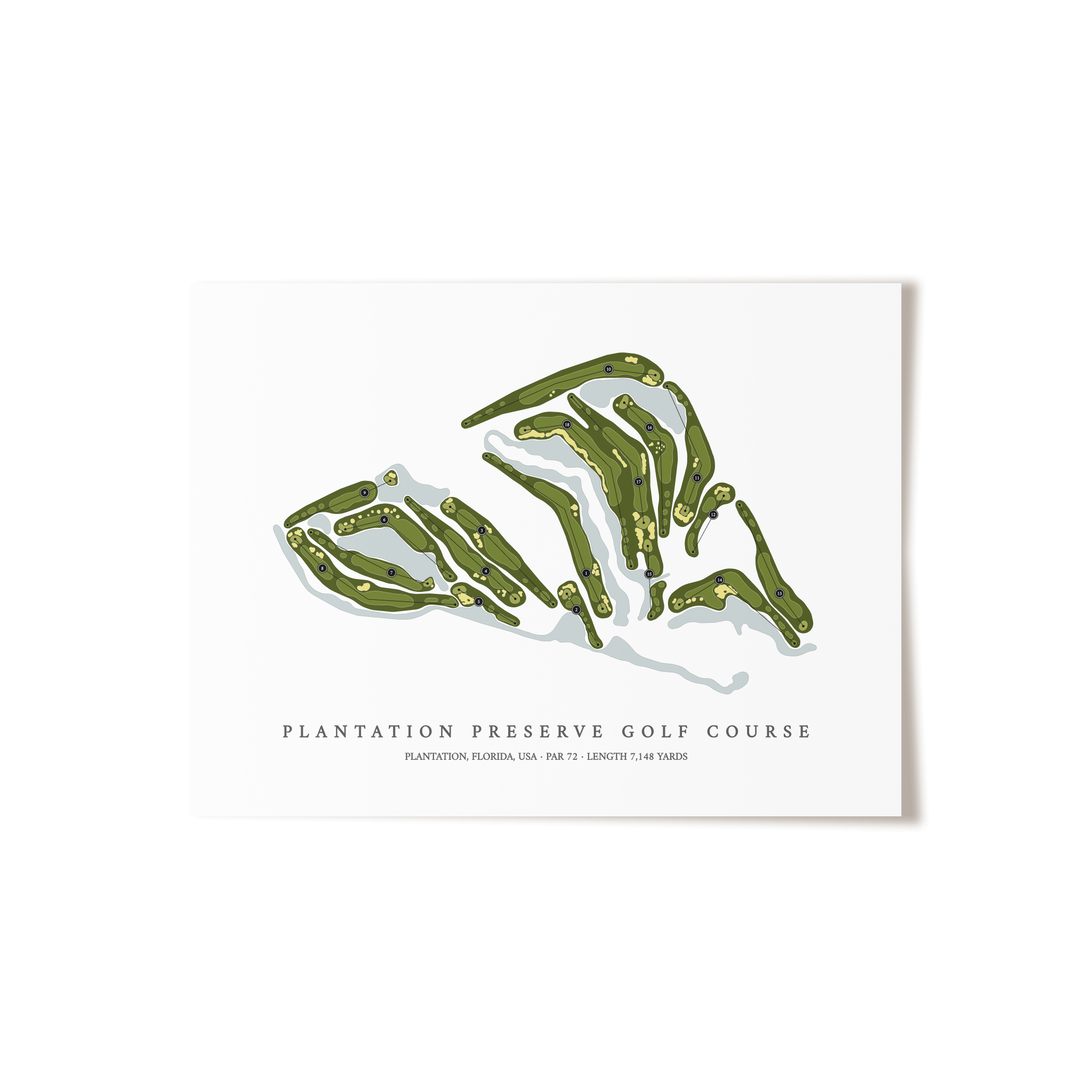 Plantation Preserve Golf Course | Golf Course Map | Unframed 
