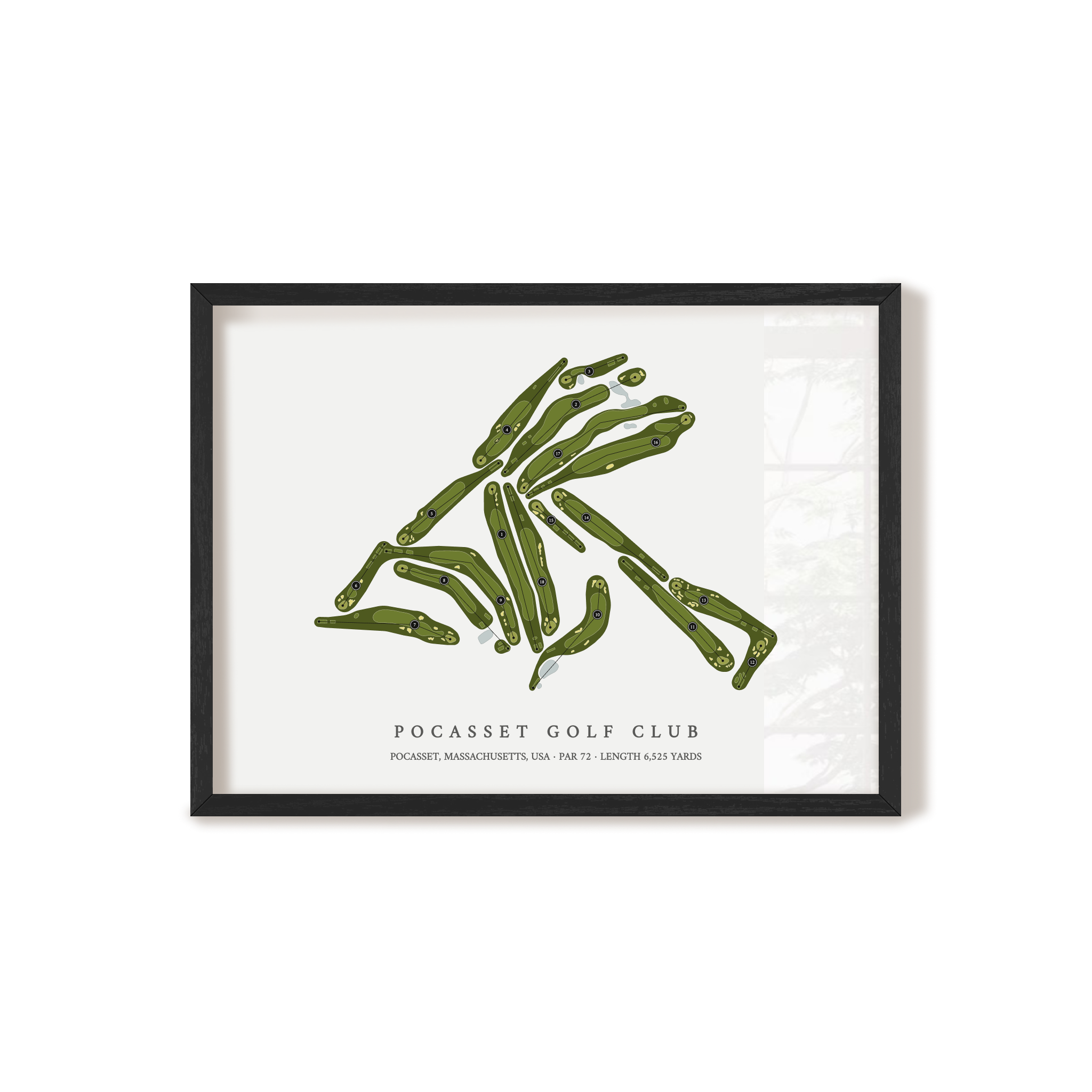 Pocasset Golf Club | Golf Course Map | Black Frame 