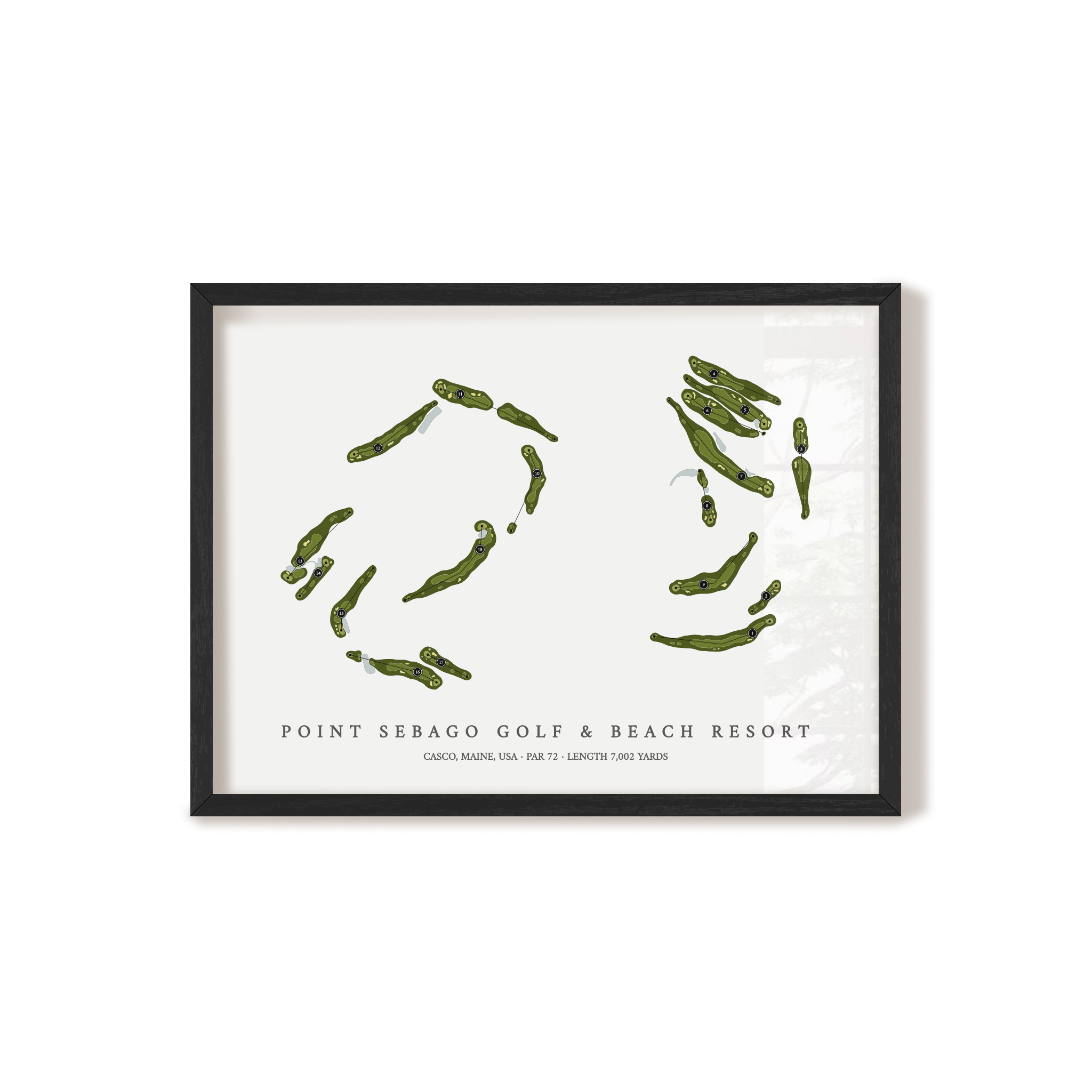 Point Sebago Golf & Beach Resort | Golf Course Map | Black Frame 