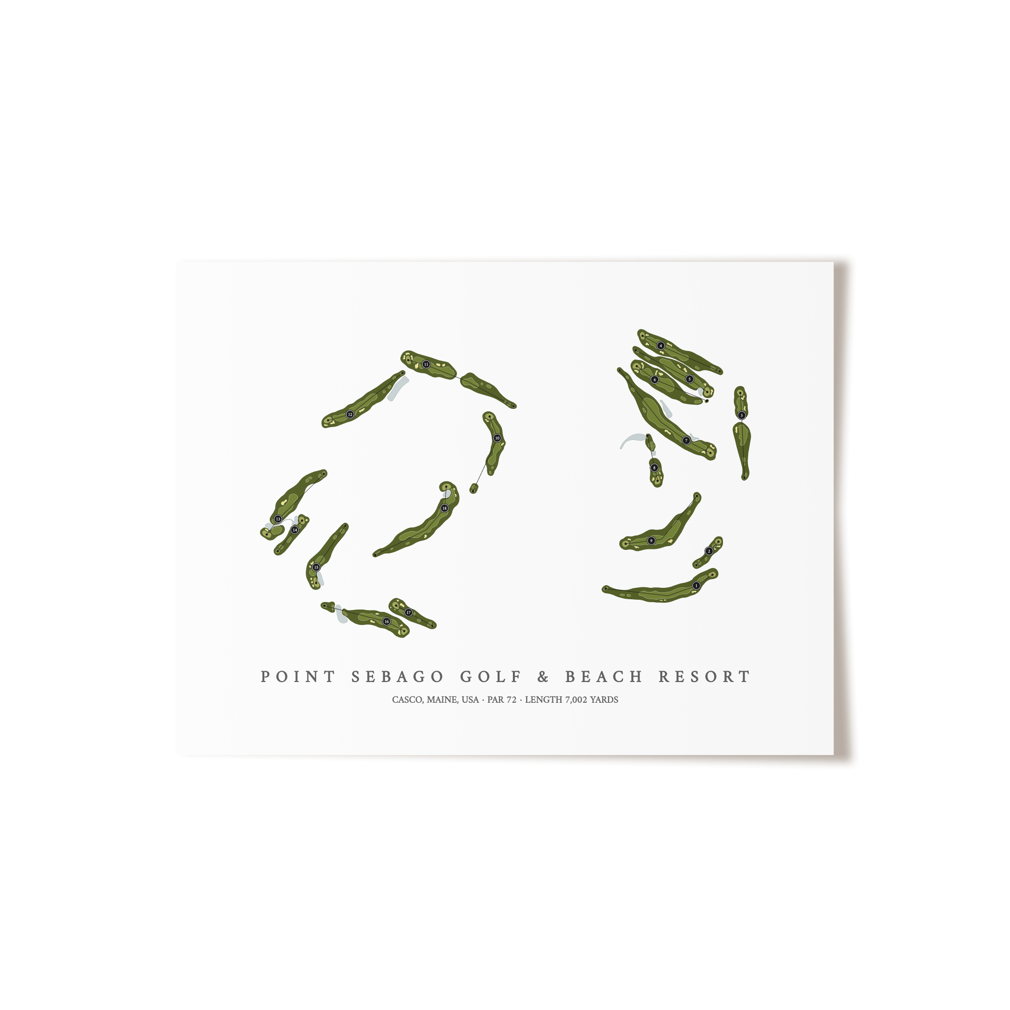 Point Sebago Golf & Beach Resort | Golf Course Map | Unframed 