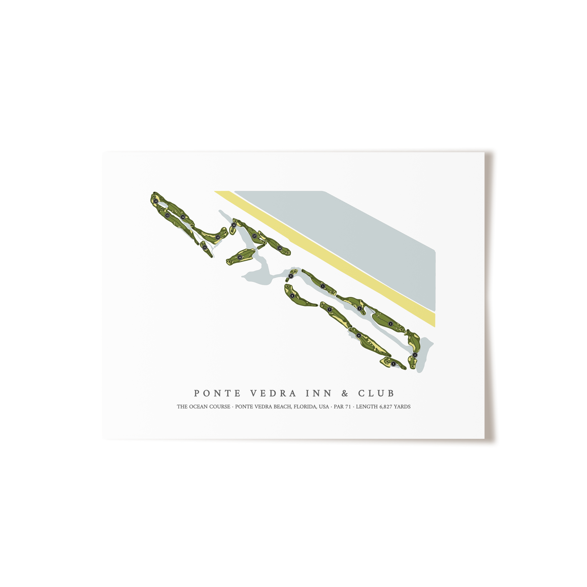 Ponte Vedra Inn & Club - The Ocean Course | Golf Course Map | Unframed 