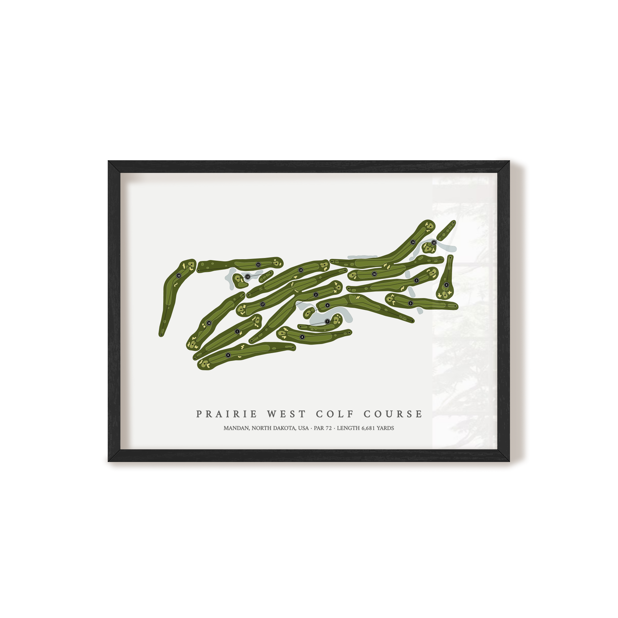 Prairie West Golf Course | Golf Course Map | Black Frame 