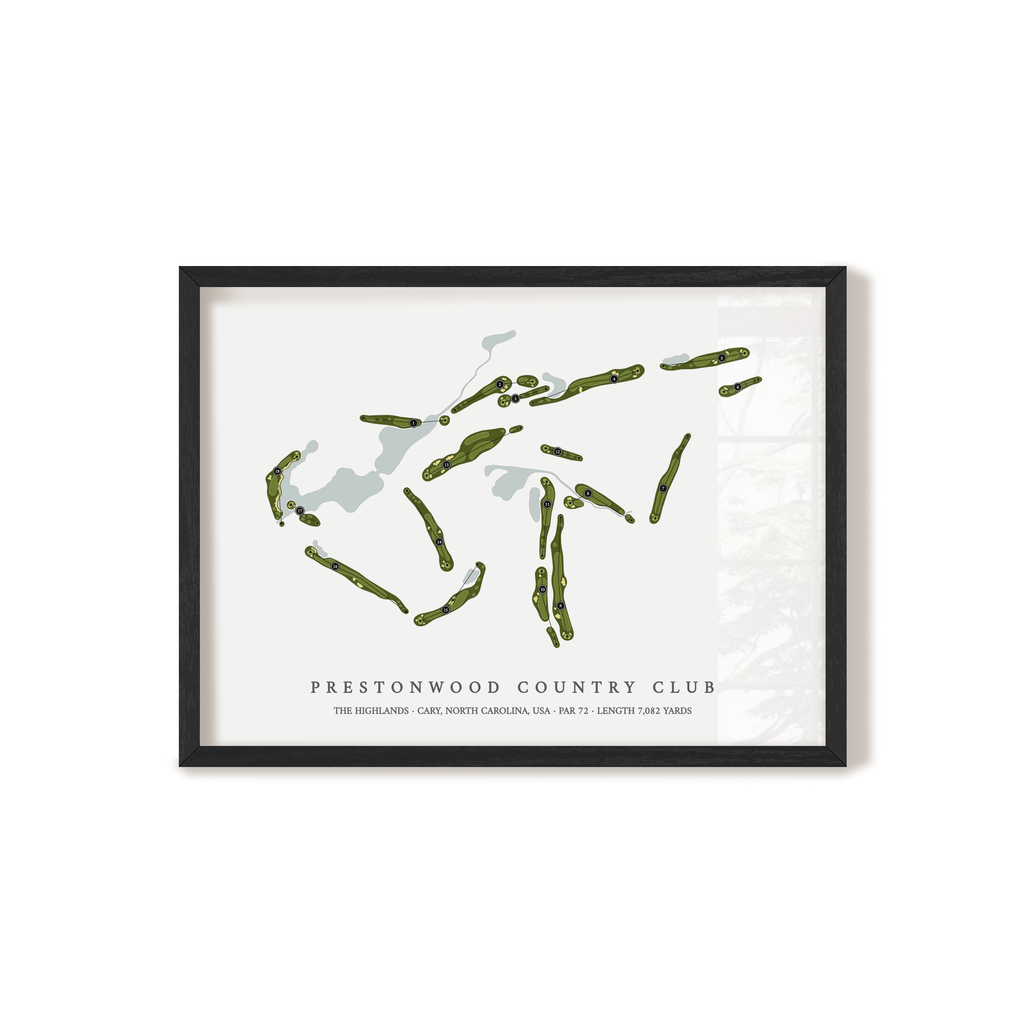 Prestonwood Country Club - The Highlands | Golf Course Map | Black Frame 