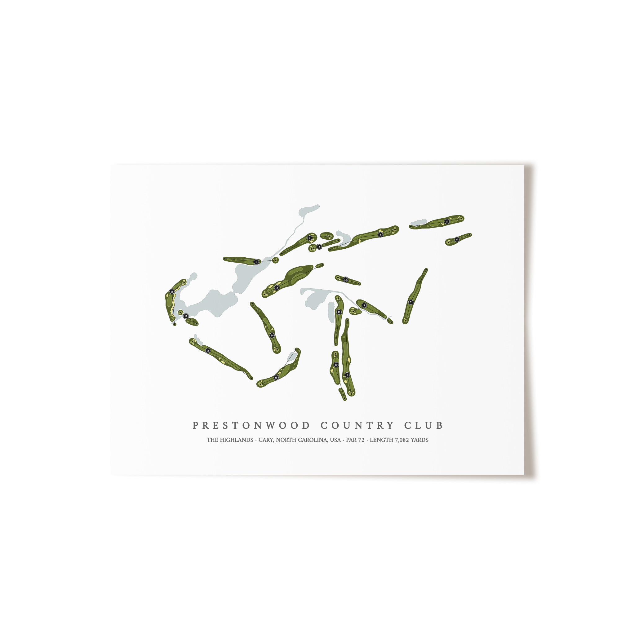 Prestonwood Country Club - The Highlands | Golf Course Map | Unframed 