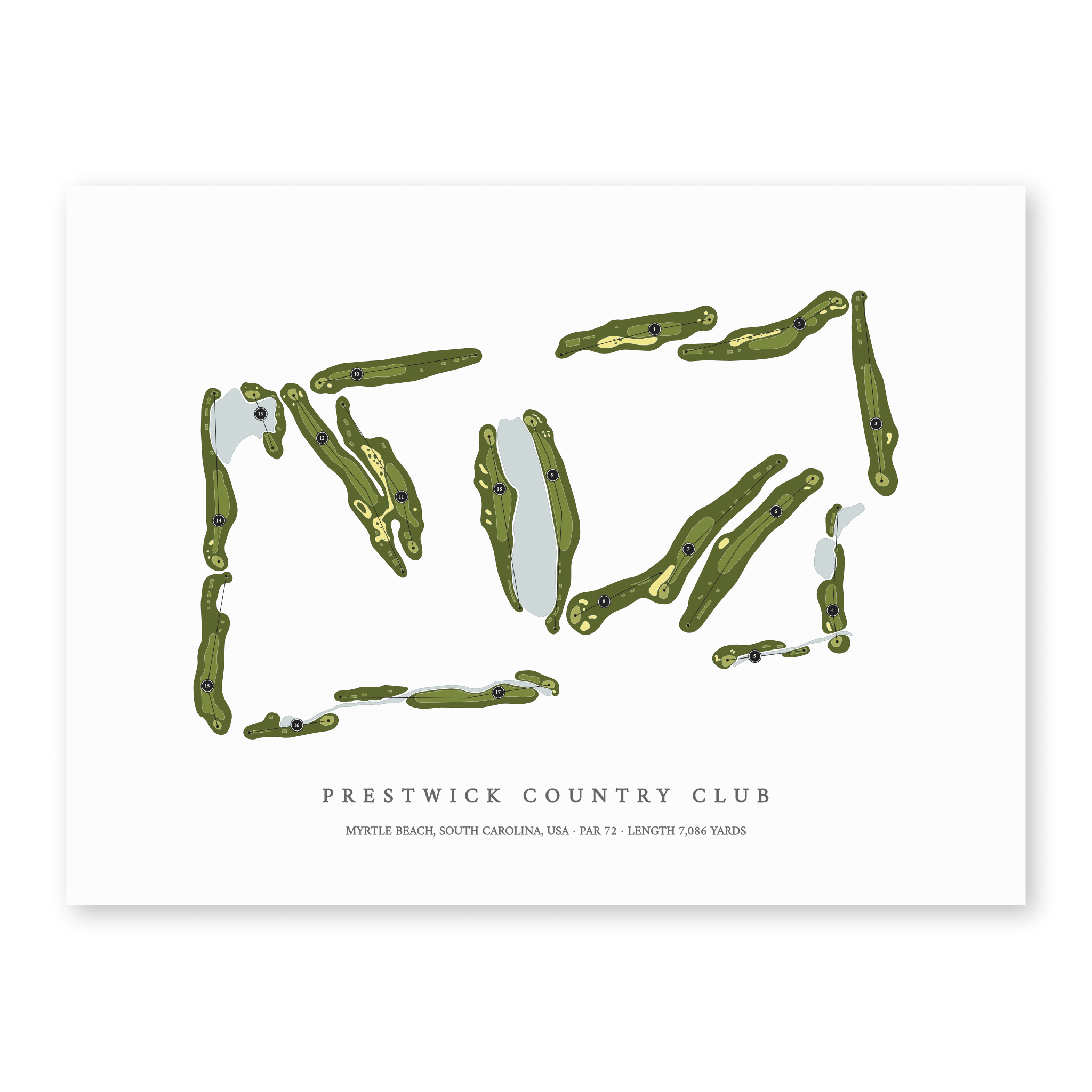 Prestwick Country Club | Golf Course Map | Unframed