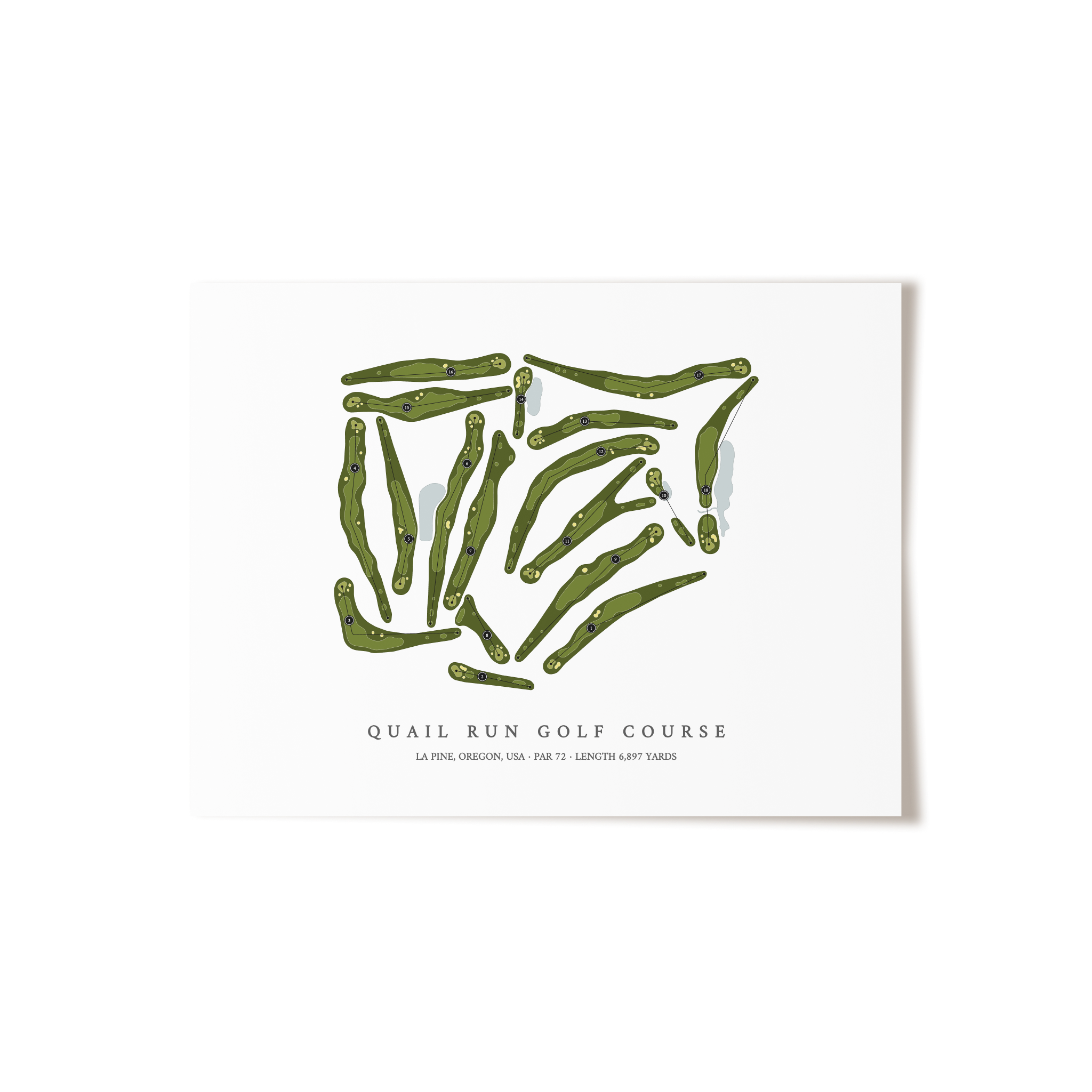 Quail Run Golf Course | Golf Course Map | Unframed 
