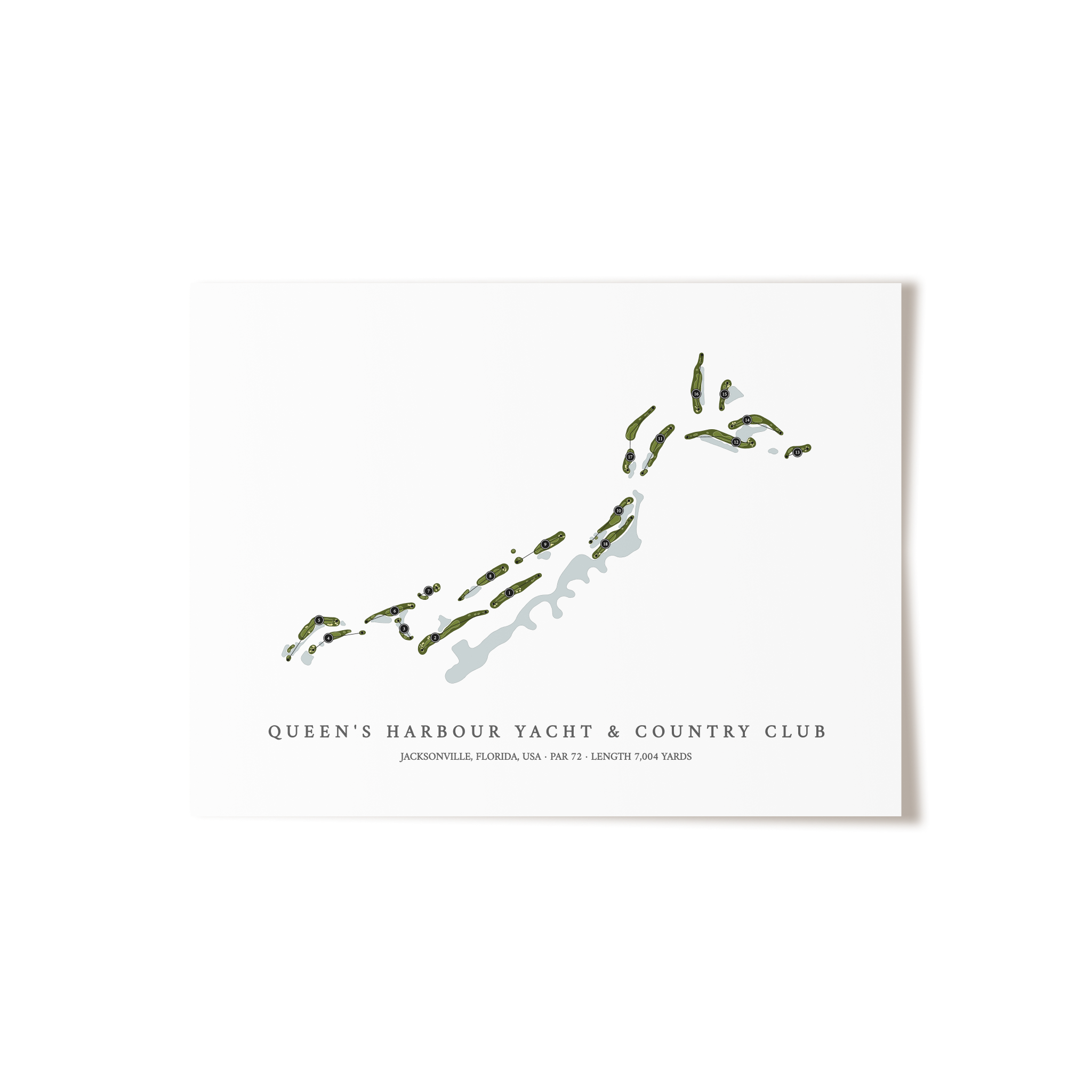 Queen's Harbour Yacht & Country Club | Golf Course Map | Unframed 