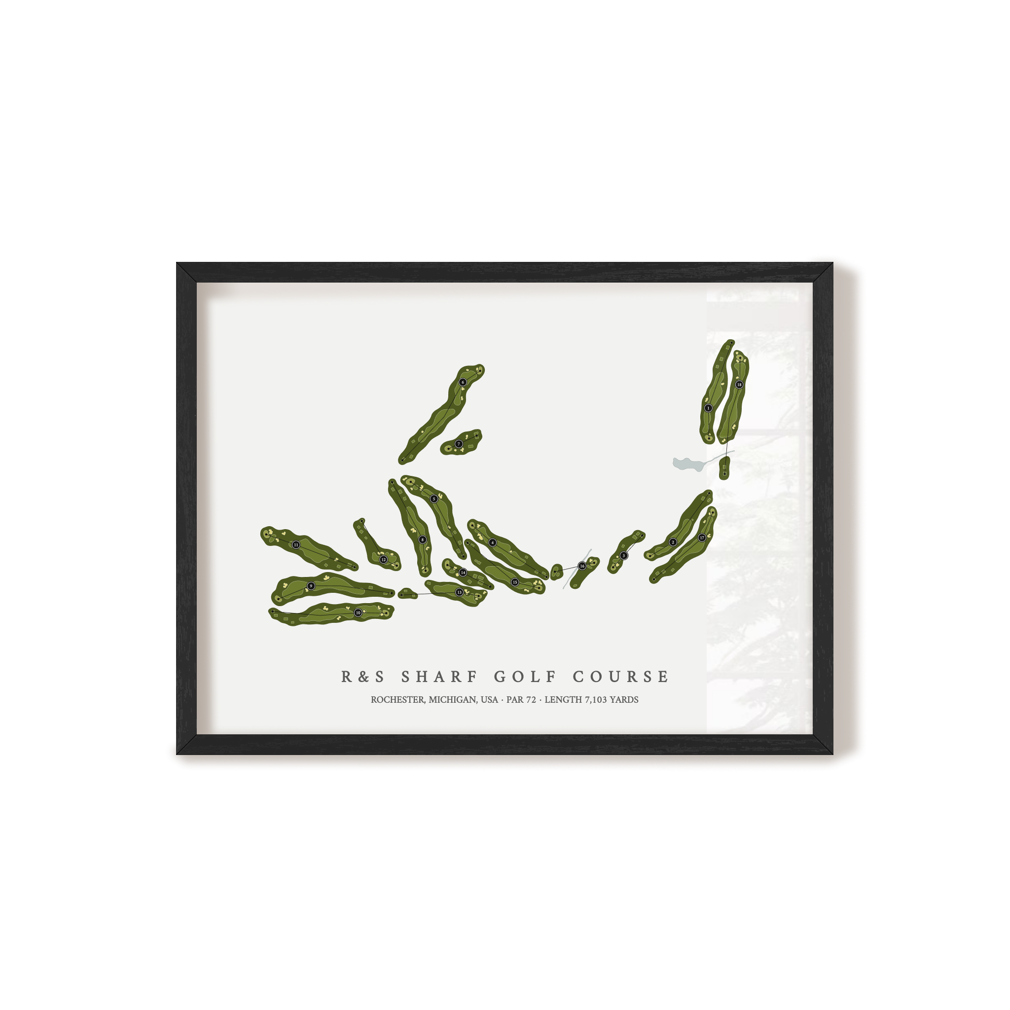 R&S Sharf Golf Course | Golf Course Map | Black Frame 