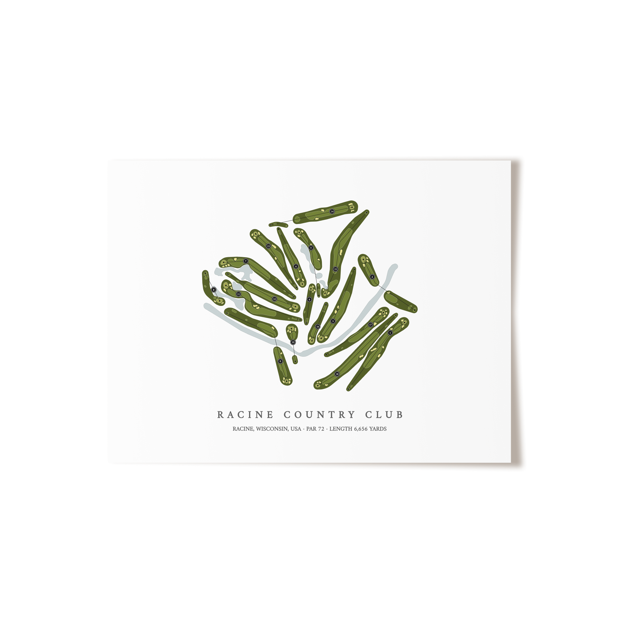 Racine Country Club | Golf Course Map | Unframed