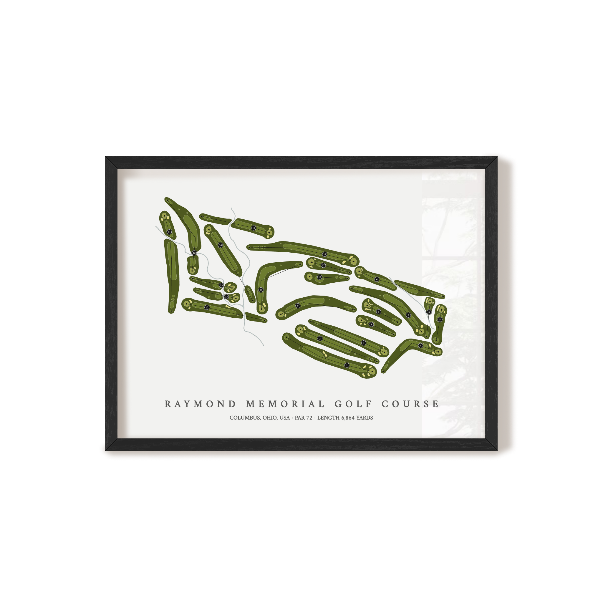 Raymond Memorial Golf Course | Golf Course Map | Black Frame
