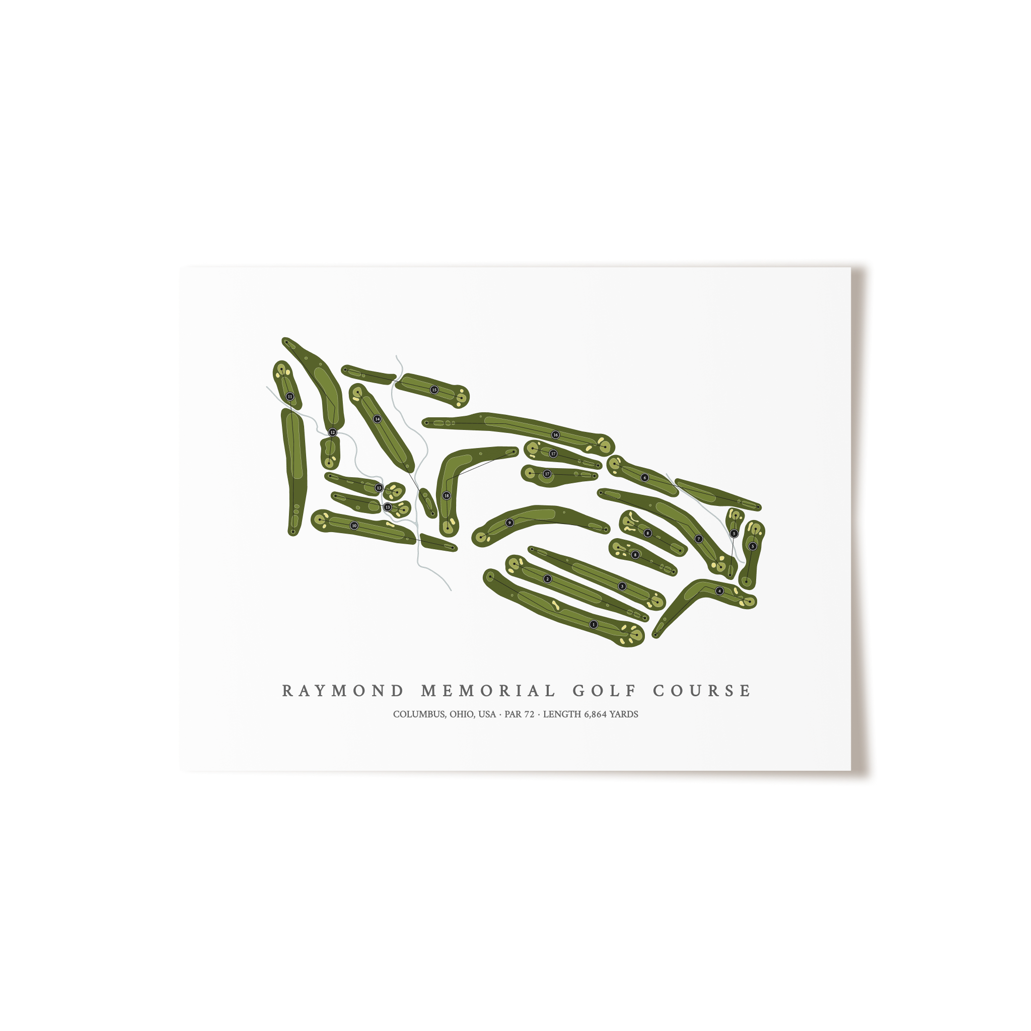 Raymond Memorial Golf Course | Golf Course Map | Unframed