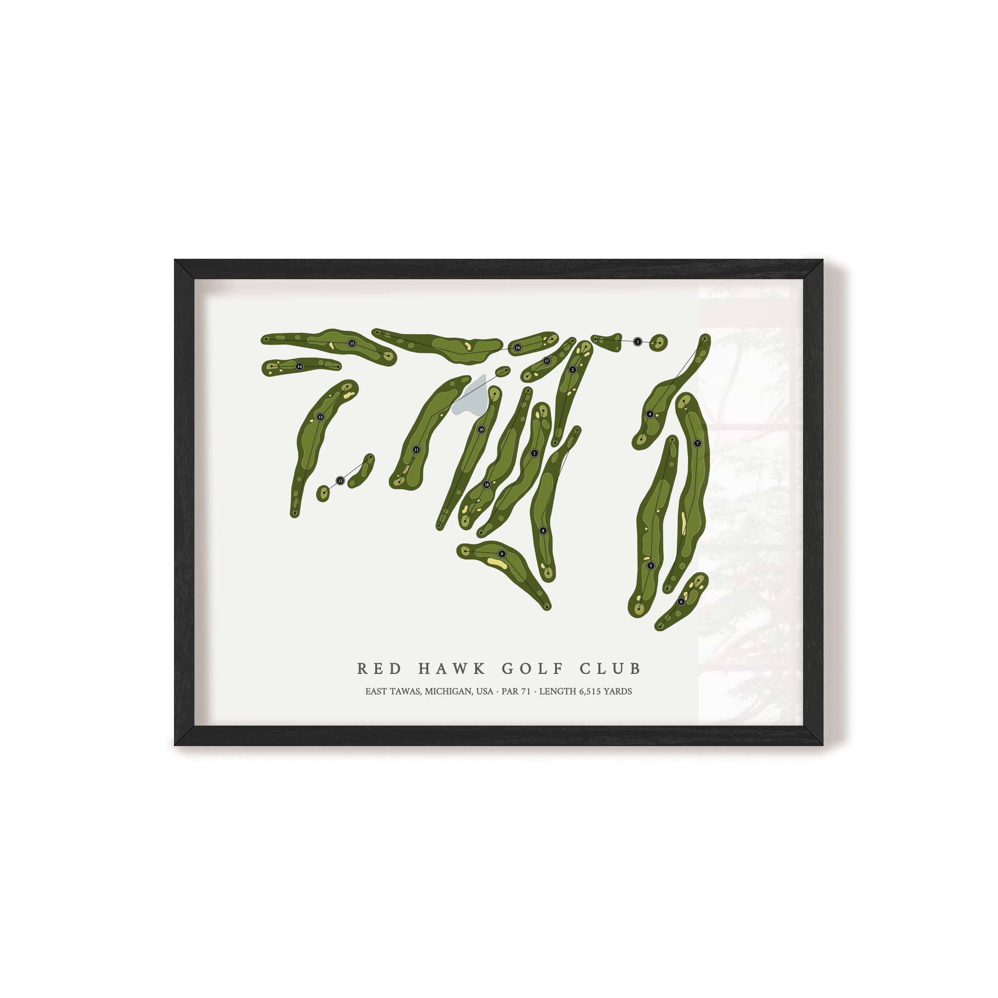 Red Hawk Golf Club | Golf Course Print | Black Frame