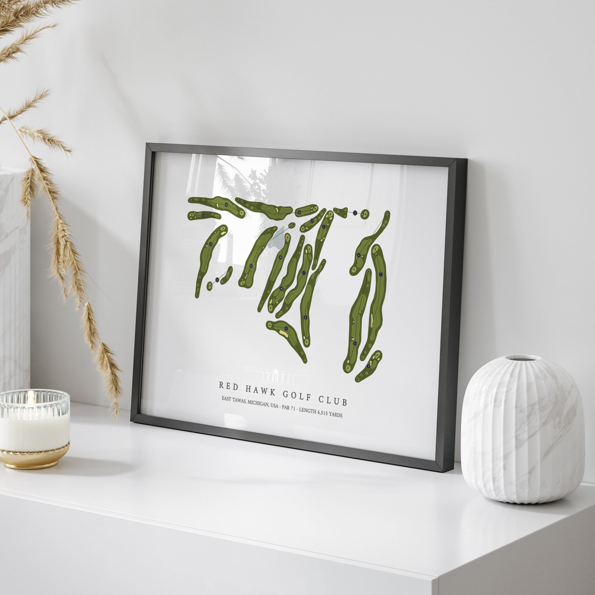 Red Hawk Golf Club | Golf Course Print | On Table