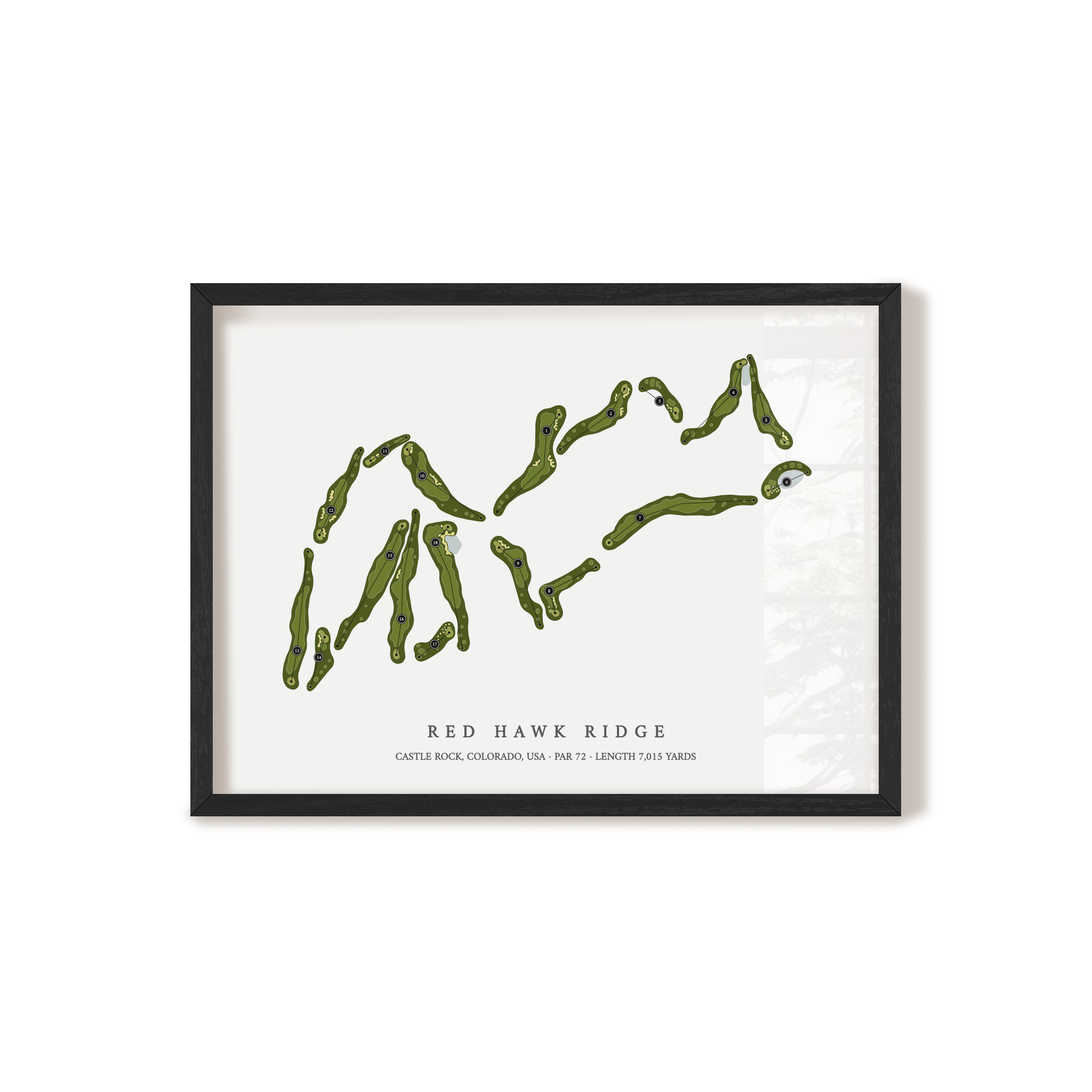 Red Hawk Ridge | Golf Course Map | Black Frame 