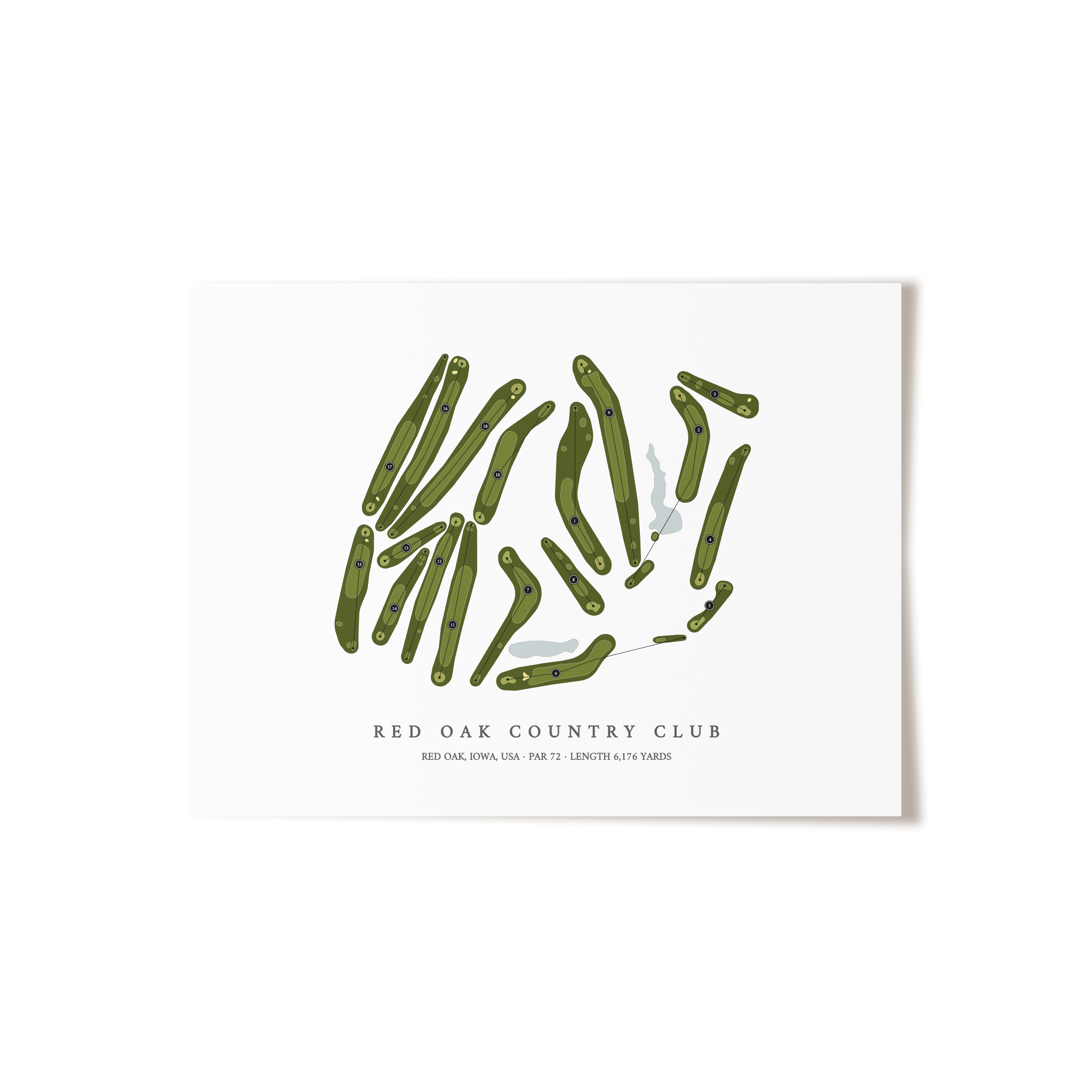 Red Oak Country Club | Golf Course Map | Unframed 