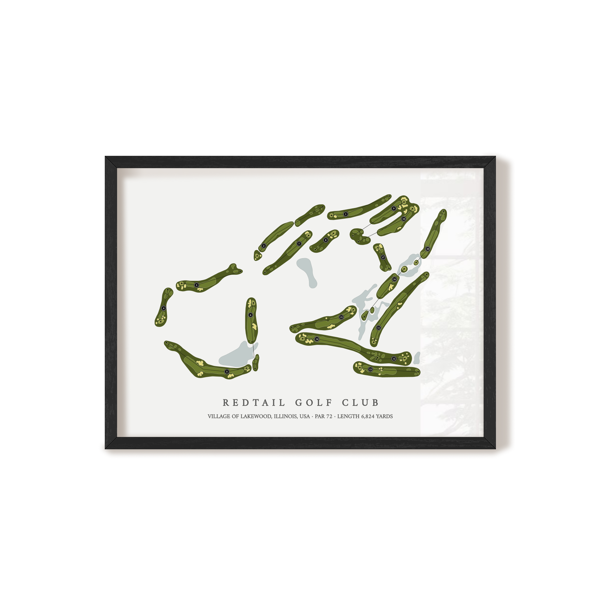 Redtail Golf Club | Golf Course Map | Black Frame 
