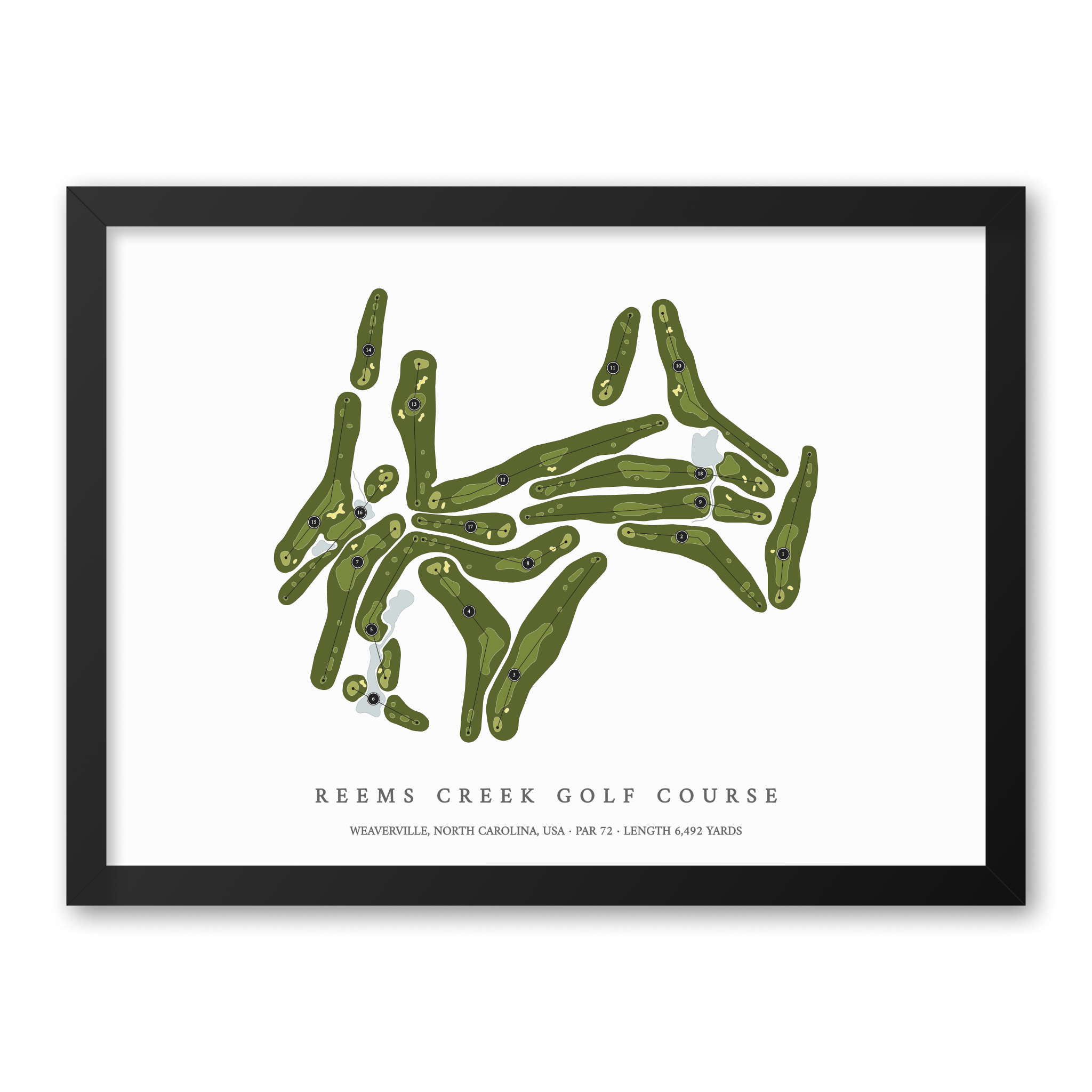 Reems Creek Golf Course | Golf Course Map | Black Frame