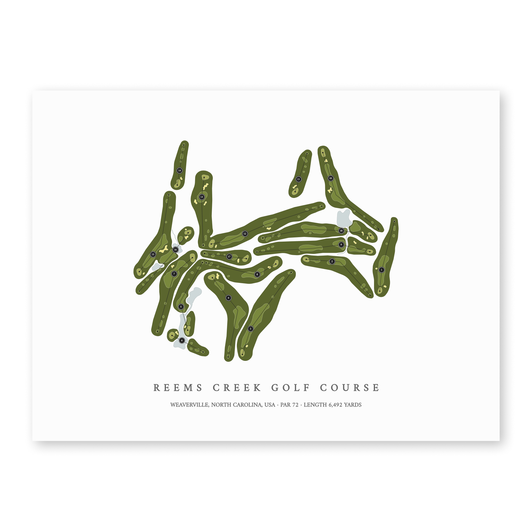 Reems Creek Golf Course | Golf Course Map | Unframed