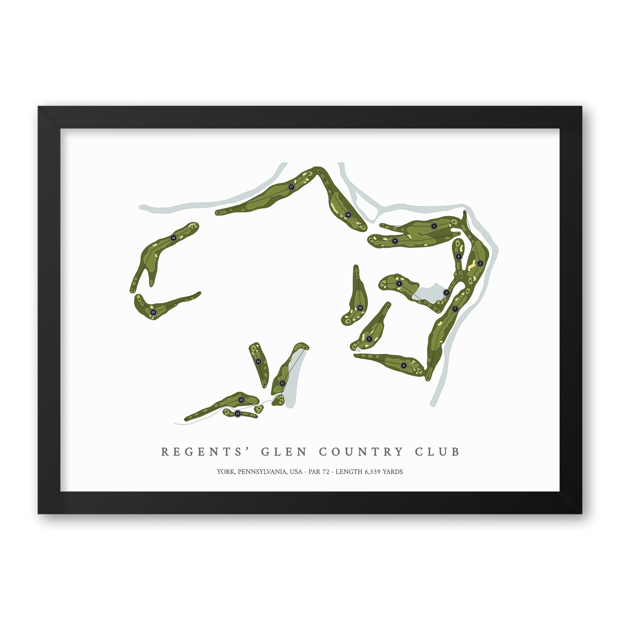 Regents' Glen Country Club | Golf Course Map | Black Frame
