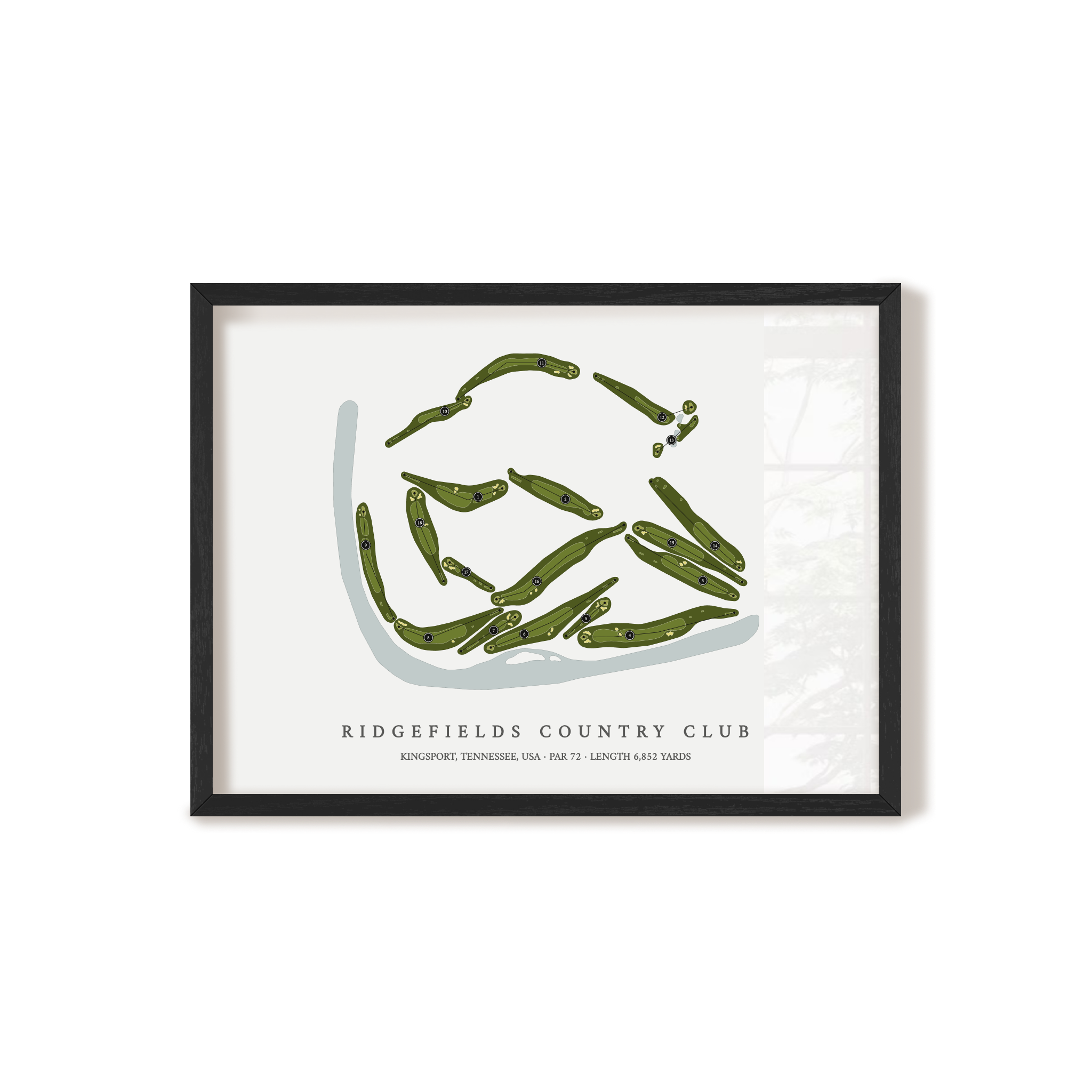 Ridgefields Country Club | Golf Course Map | Black Frame 