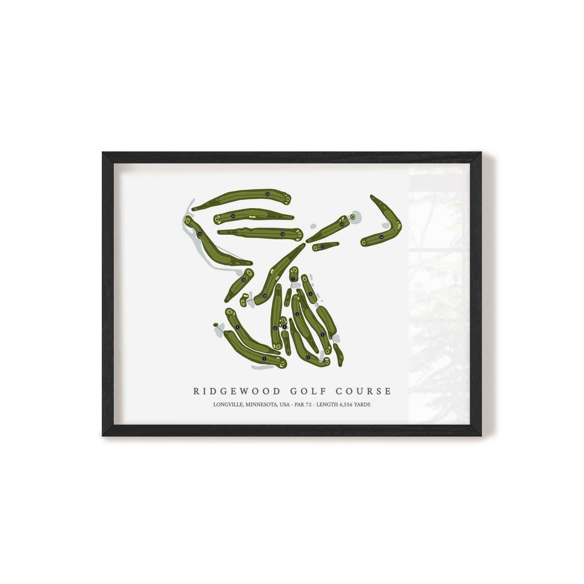 Ridgewood Golf Course | Golf Course Map | Black Frame 