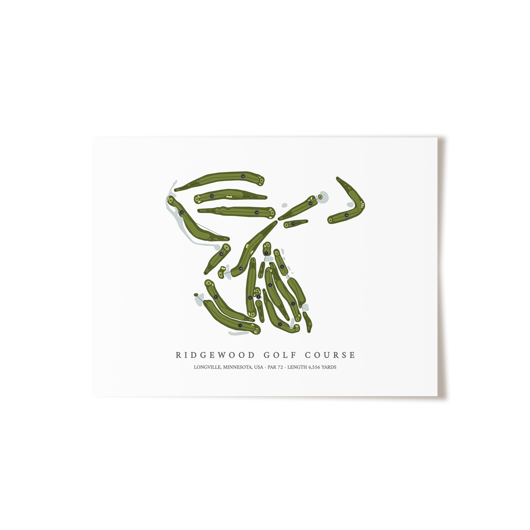 Ridgewood Golf Course | Golf Course Map | Unframed 