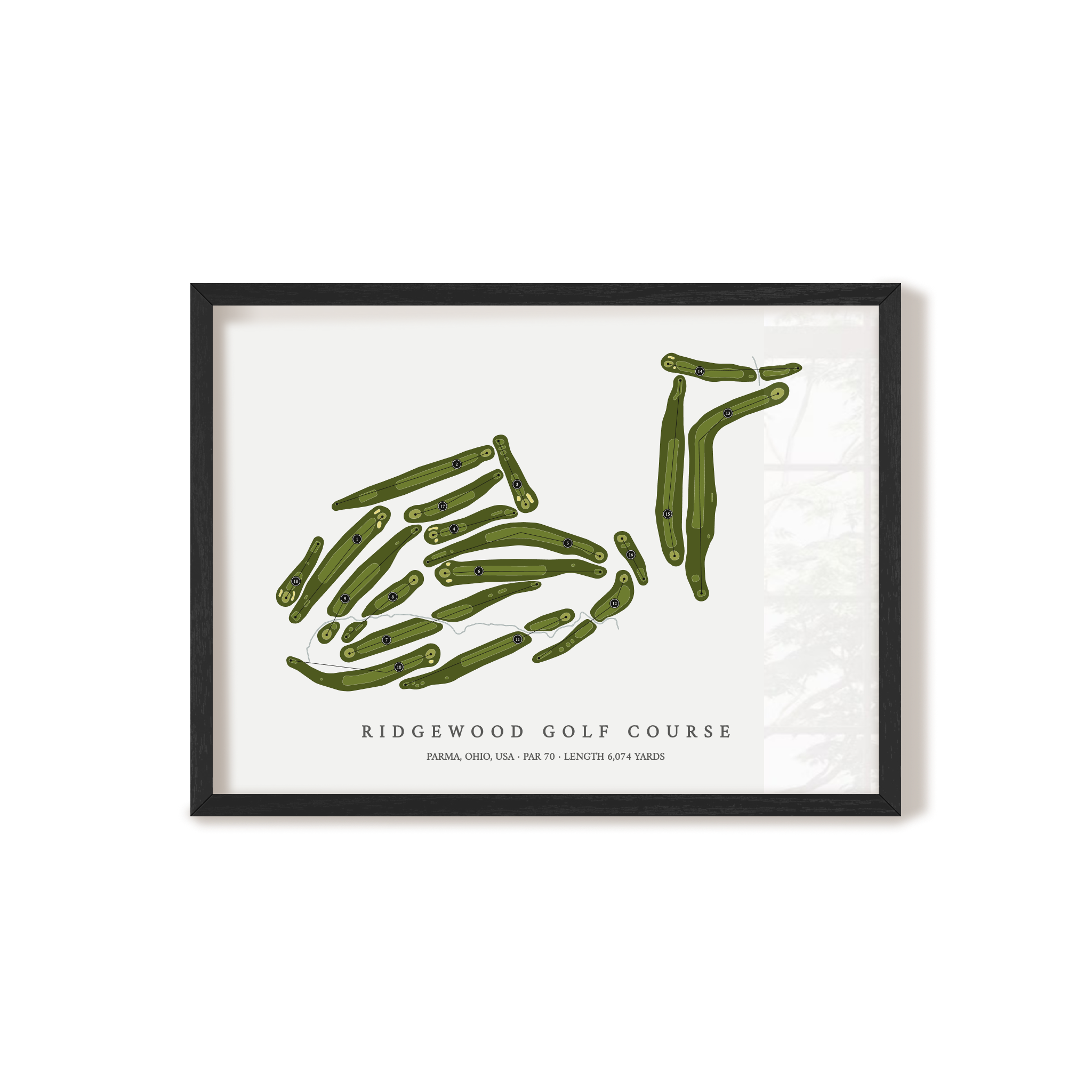 Ridgewood Golf Course | Golf Course Map | Black Frame 