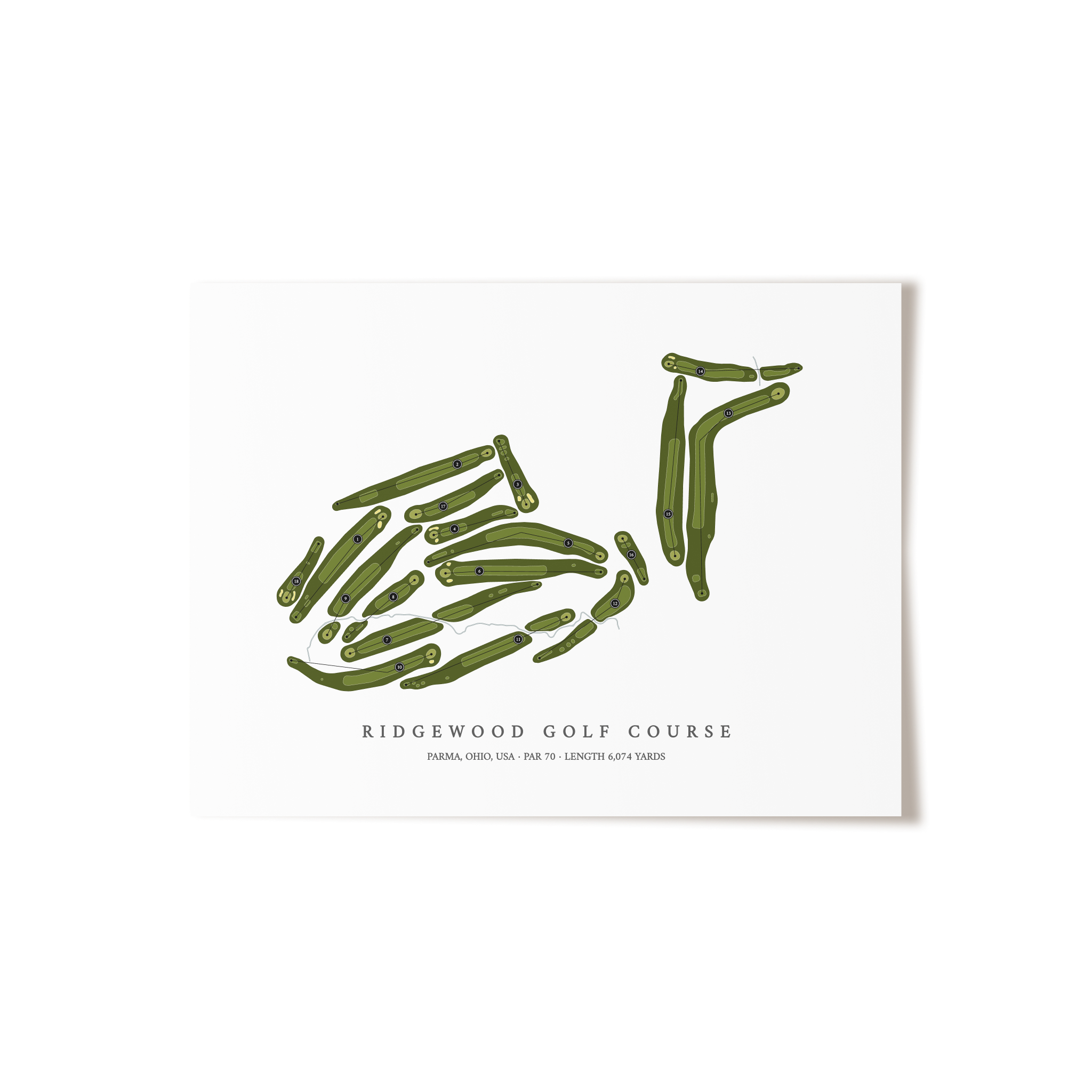 Ridgewood Golf Course | Golf Course Map | Unframed 