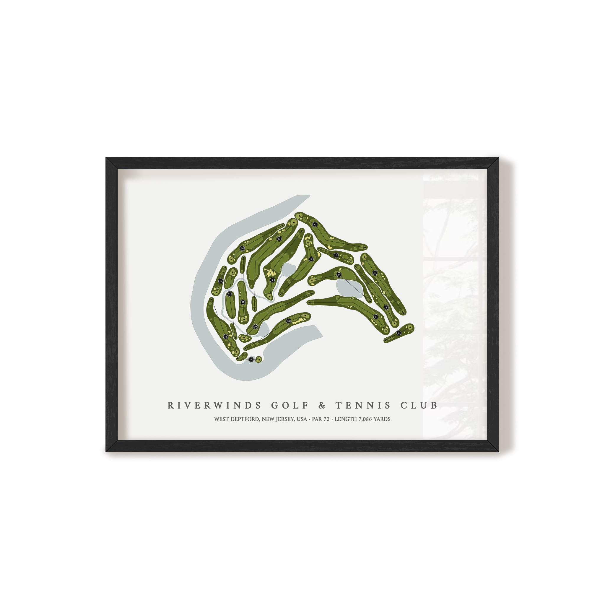RiverWinds Golf & Tennis Club | Golf Course Map | Black Frame 