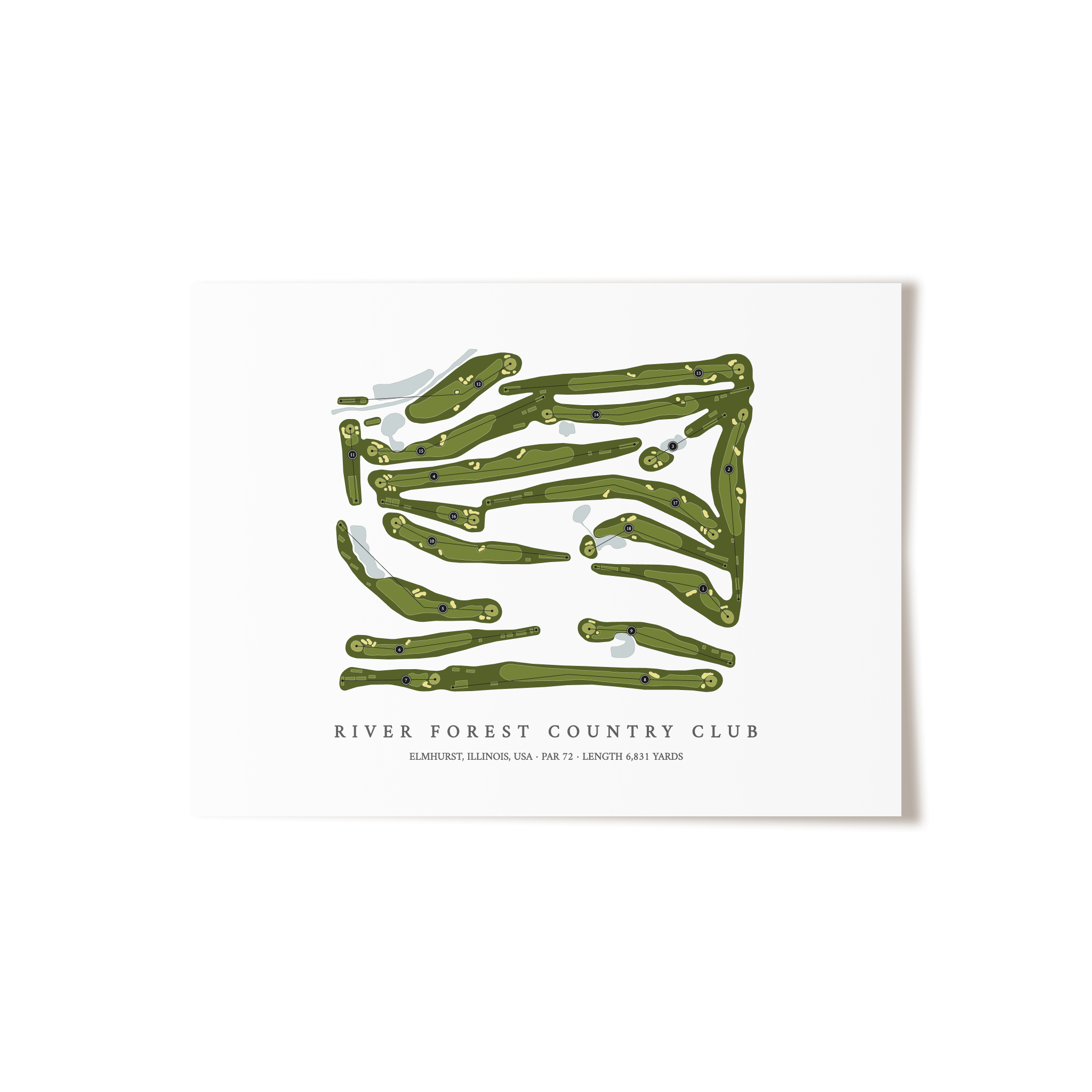 River Forest Country Club | Golf Course Map | Unframed 