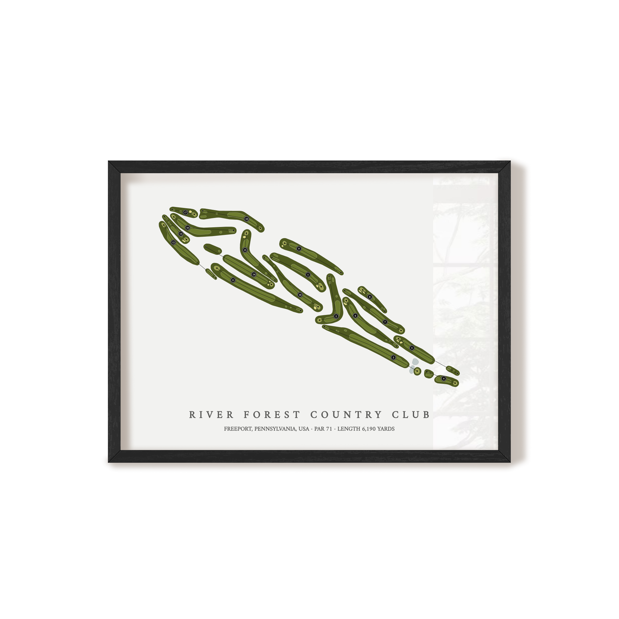 River Forest Country Club | Golf Course Map | Black Frame 