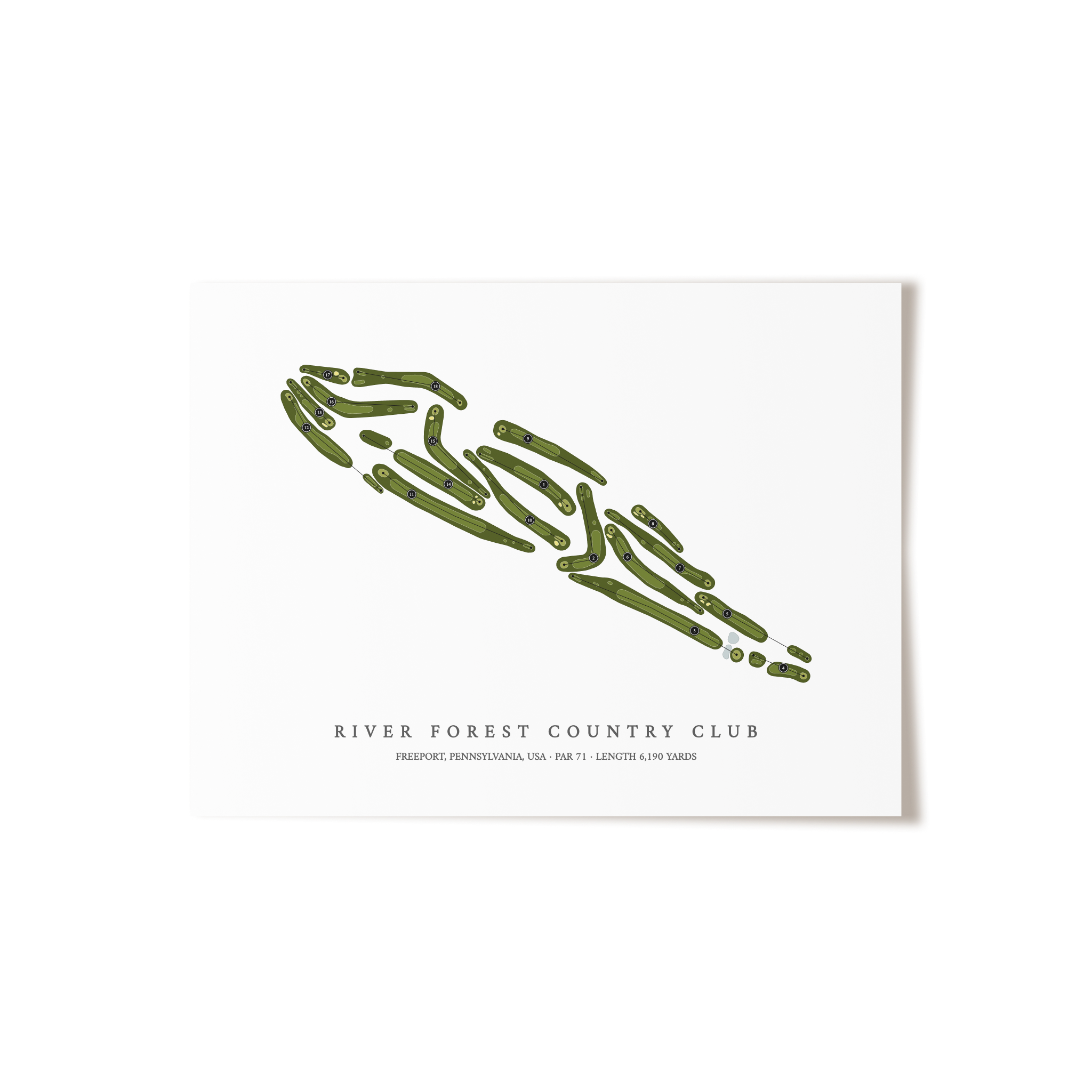 River Forest Country Club | Golf Course Map | Unframed 