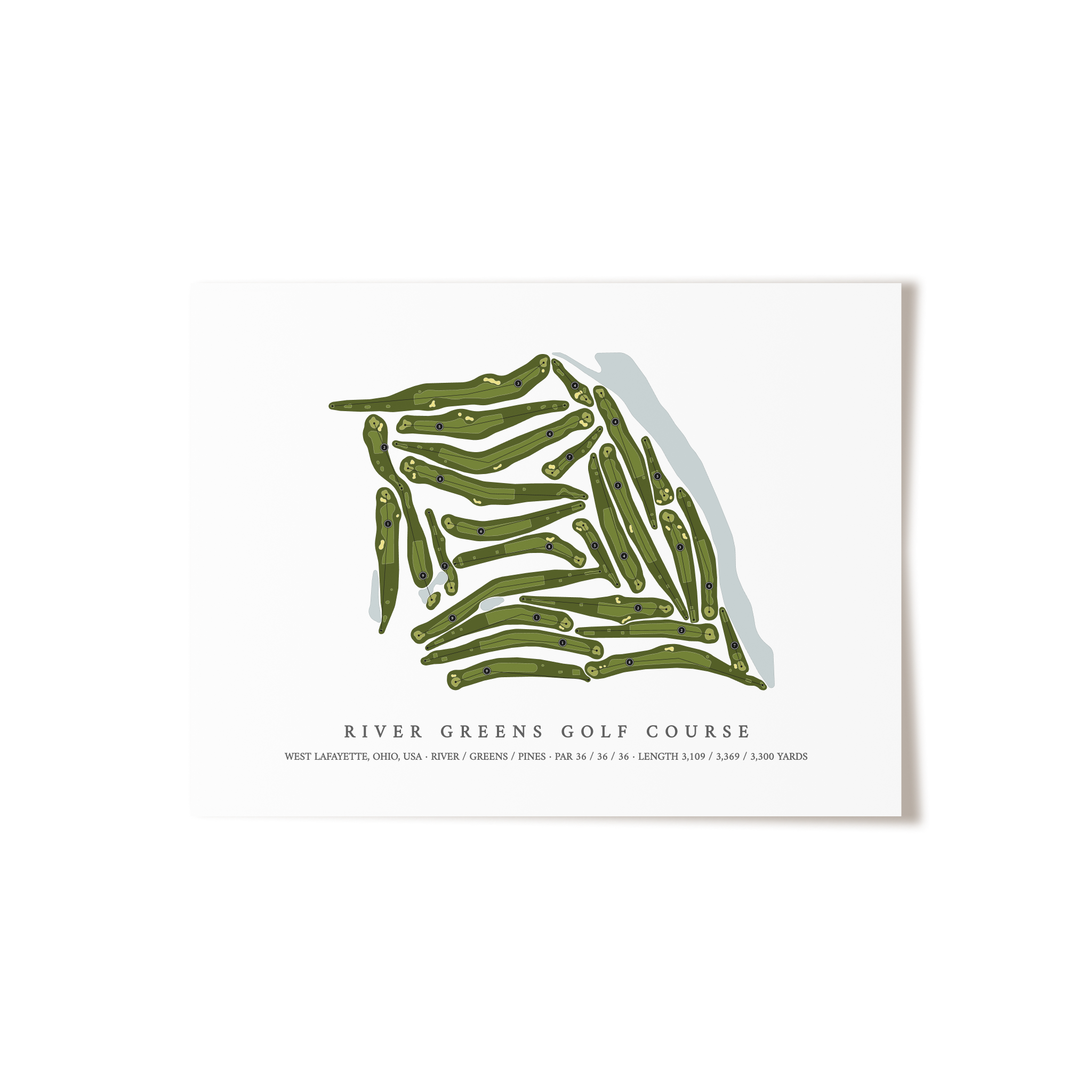 River Greens Golf Course | Golf Course Map | Unframed 