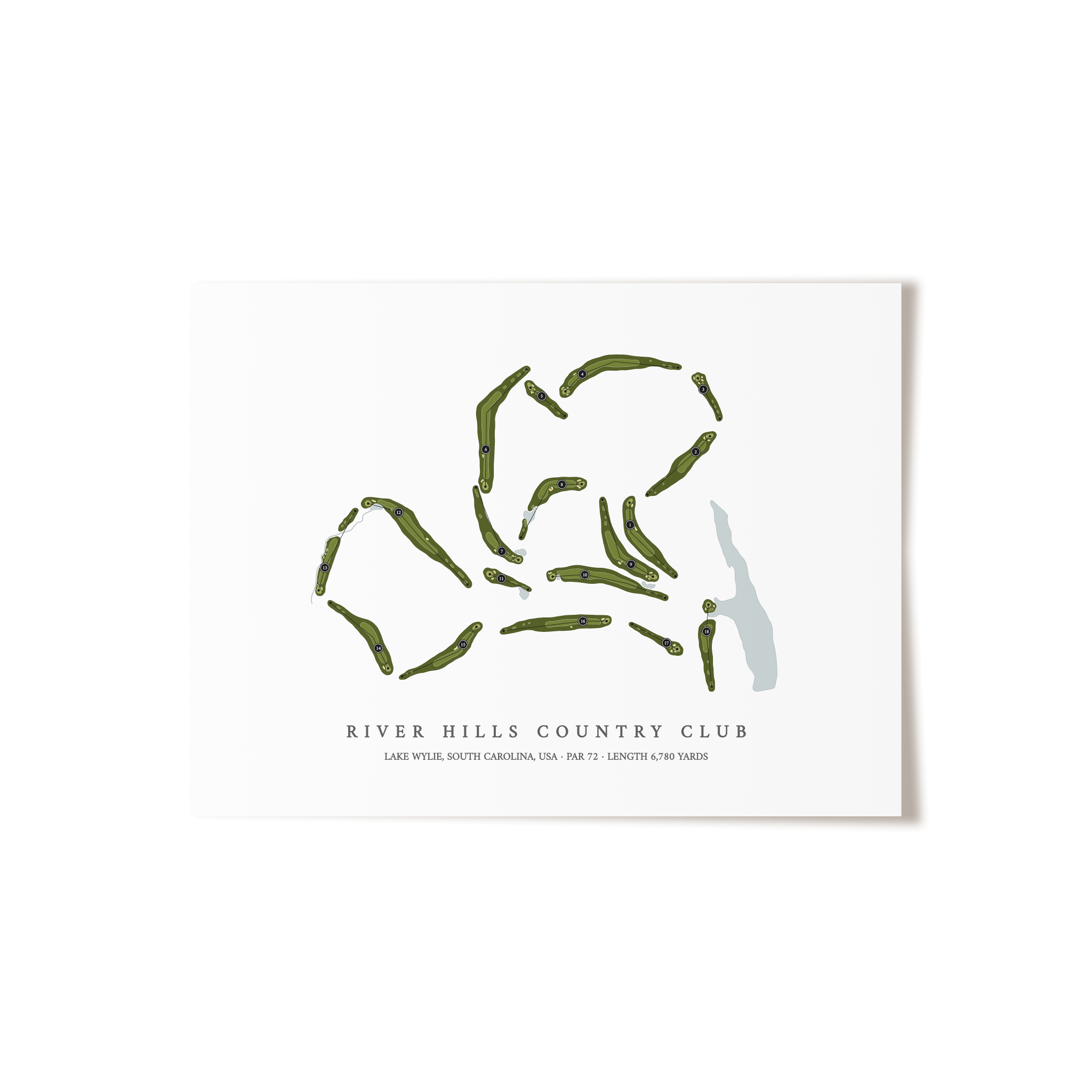 River Hills Country Club | Golf Course Map | Unframed 