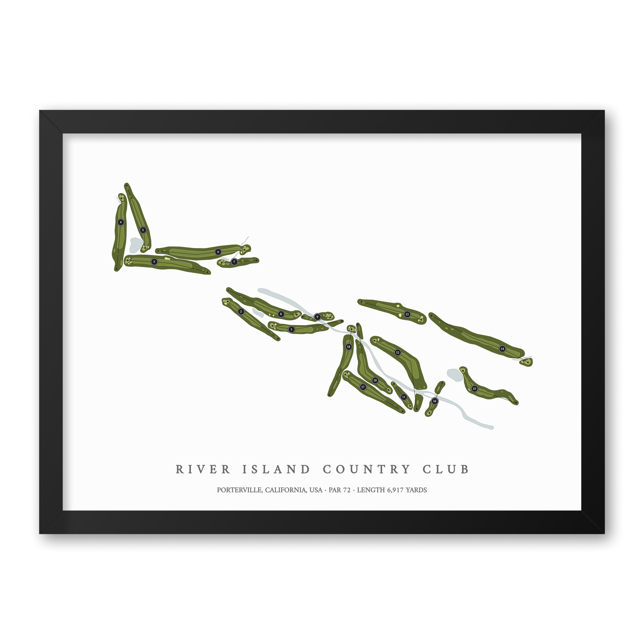 River Island Country Club | Golf Course Map | Black Frame