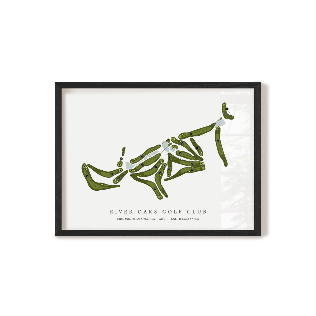 River Oaks Golf Club | Golf Course Map | Black Frame