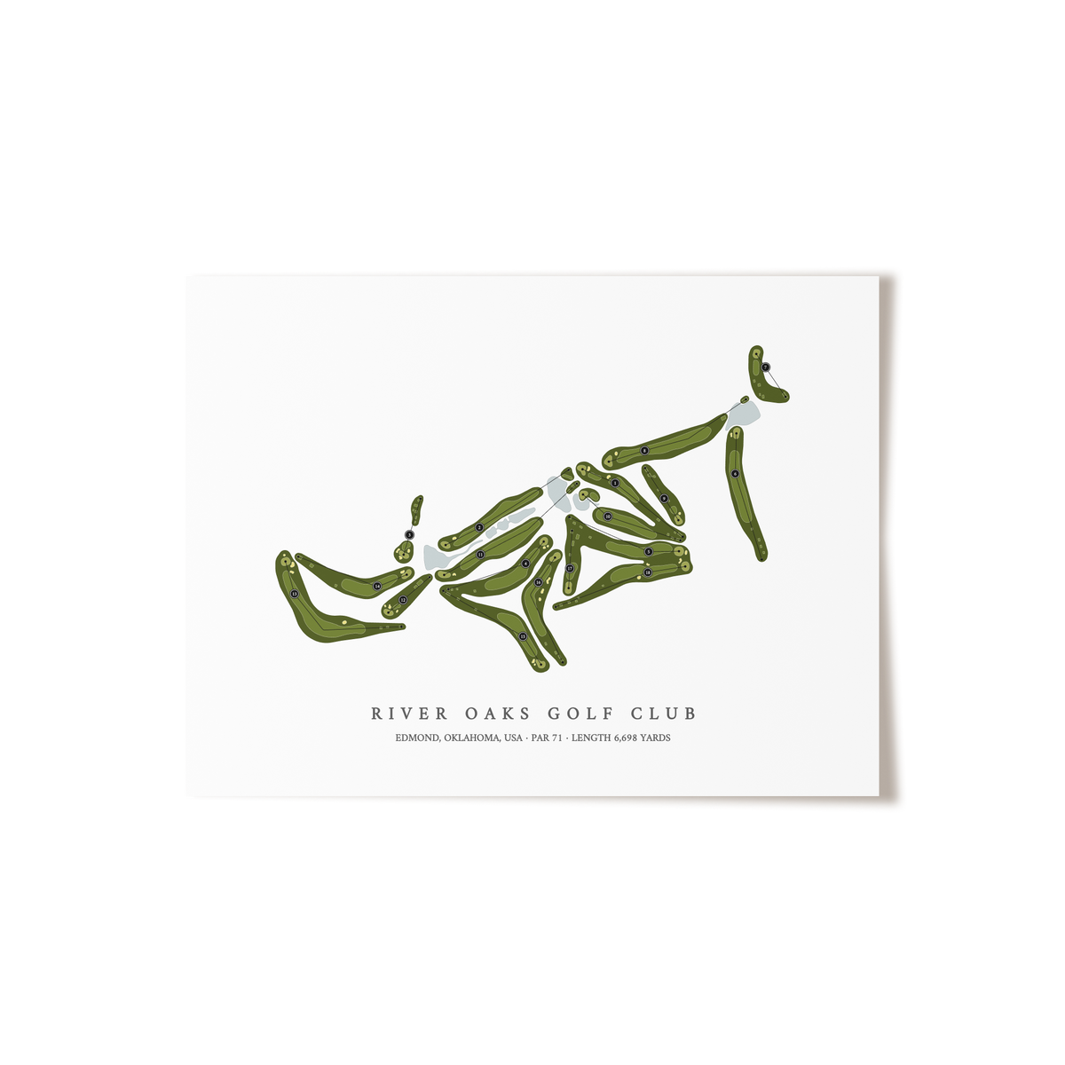 River Oaks Golf Club | Golf Course Map | Unframed