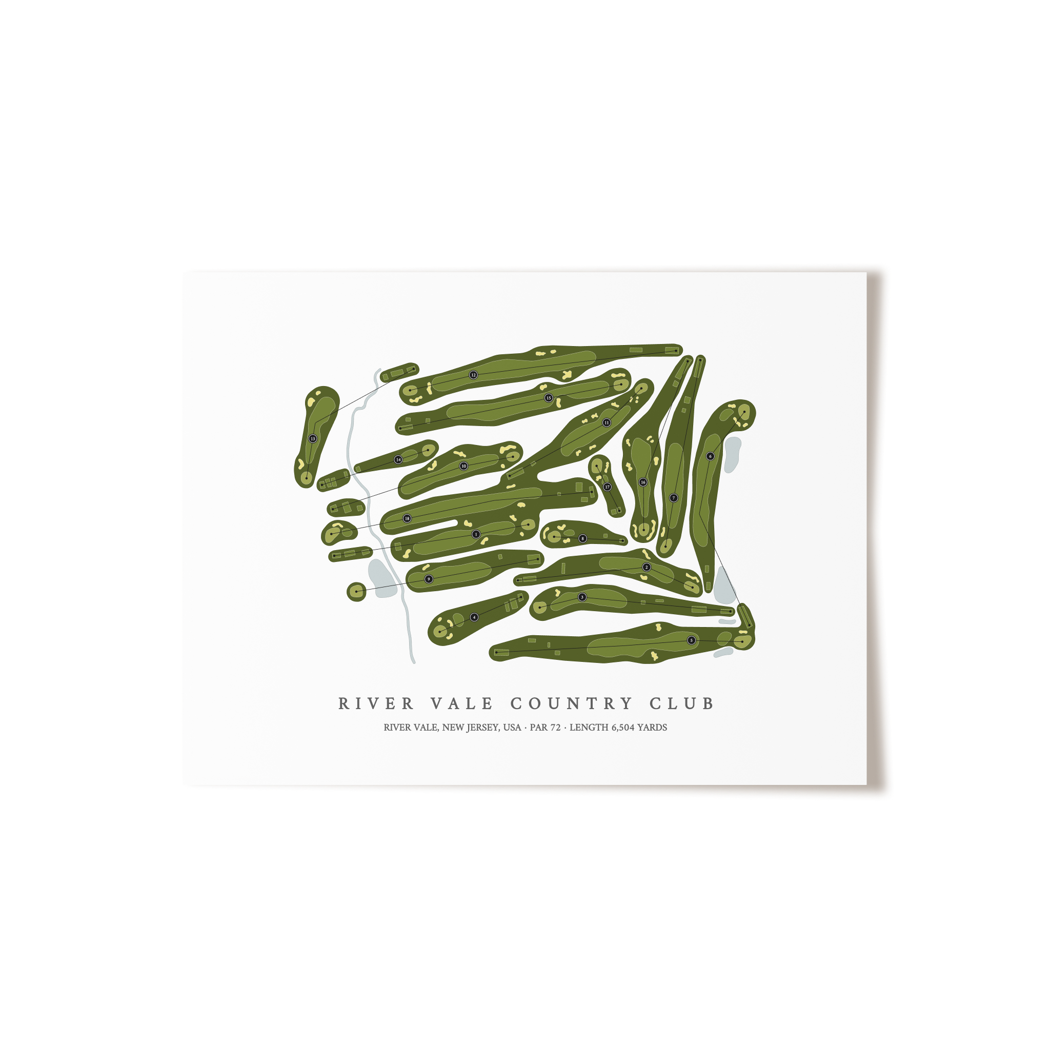 River Vale Country Club | Golf Course Map | Unframed 
