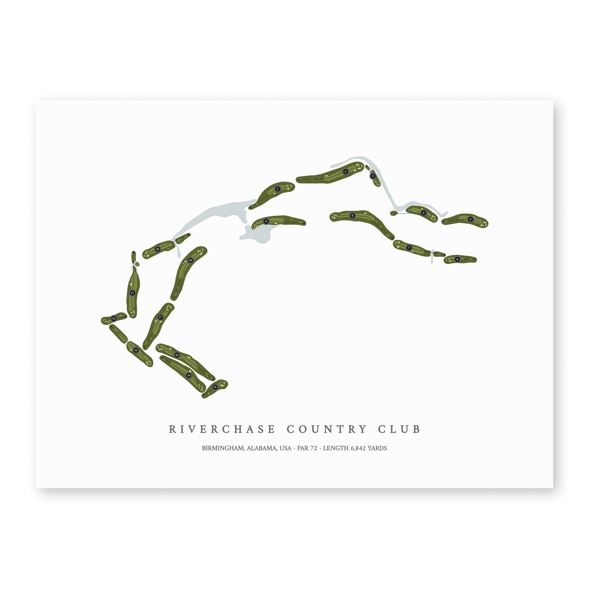 Riverchase Country Club | Golf Course Map | Unframed
