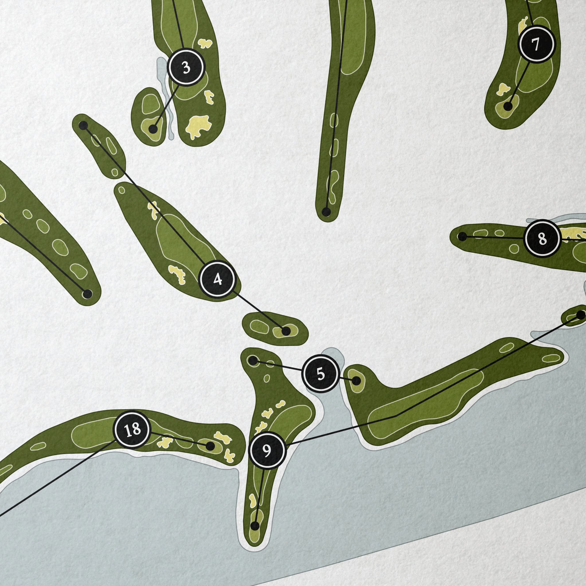 Rivers Edge Golf Club | Golf Course Print | Close+Up