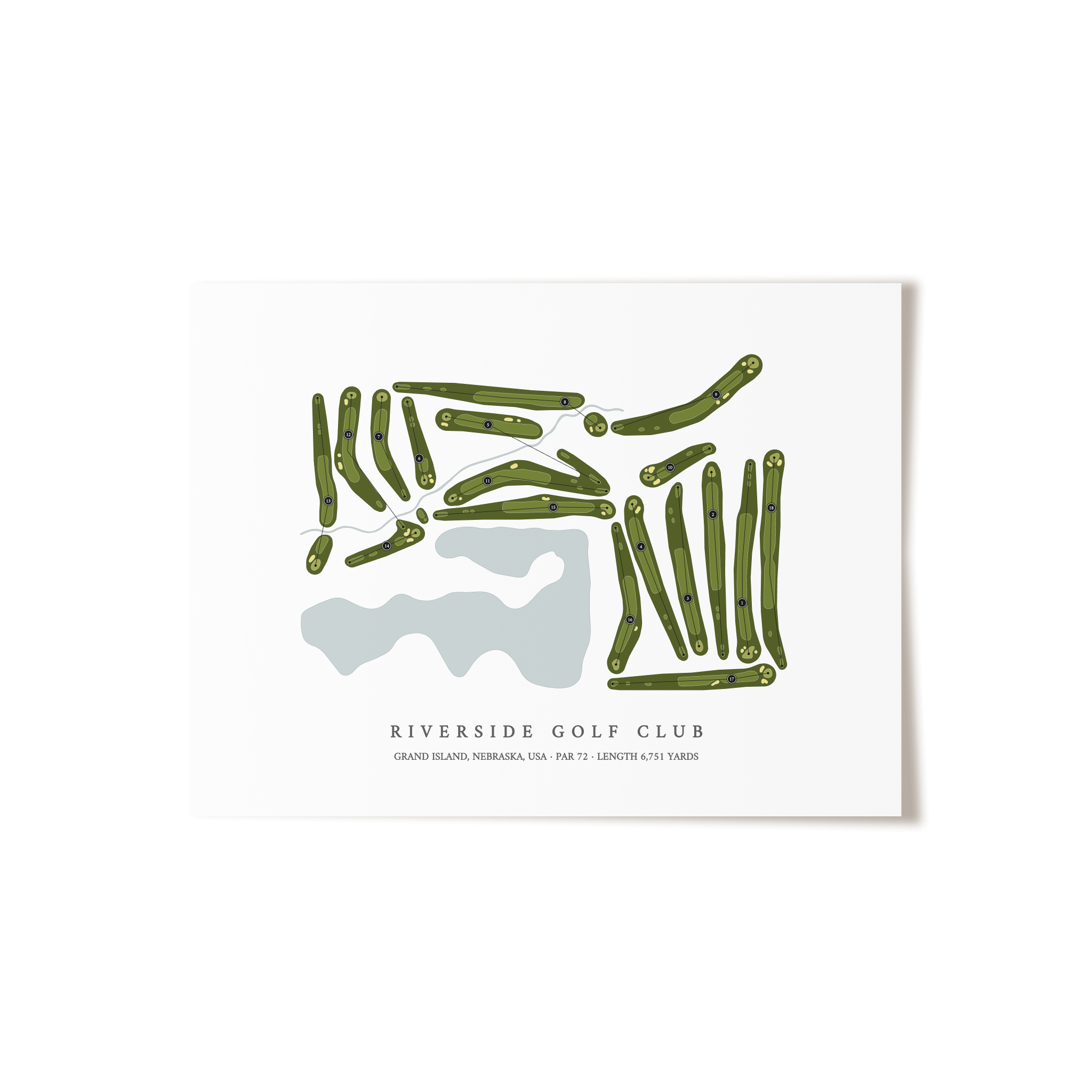 Riverside Golf Club | Golf Course Map | Unframed 