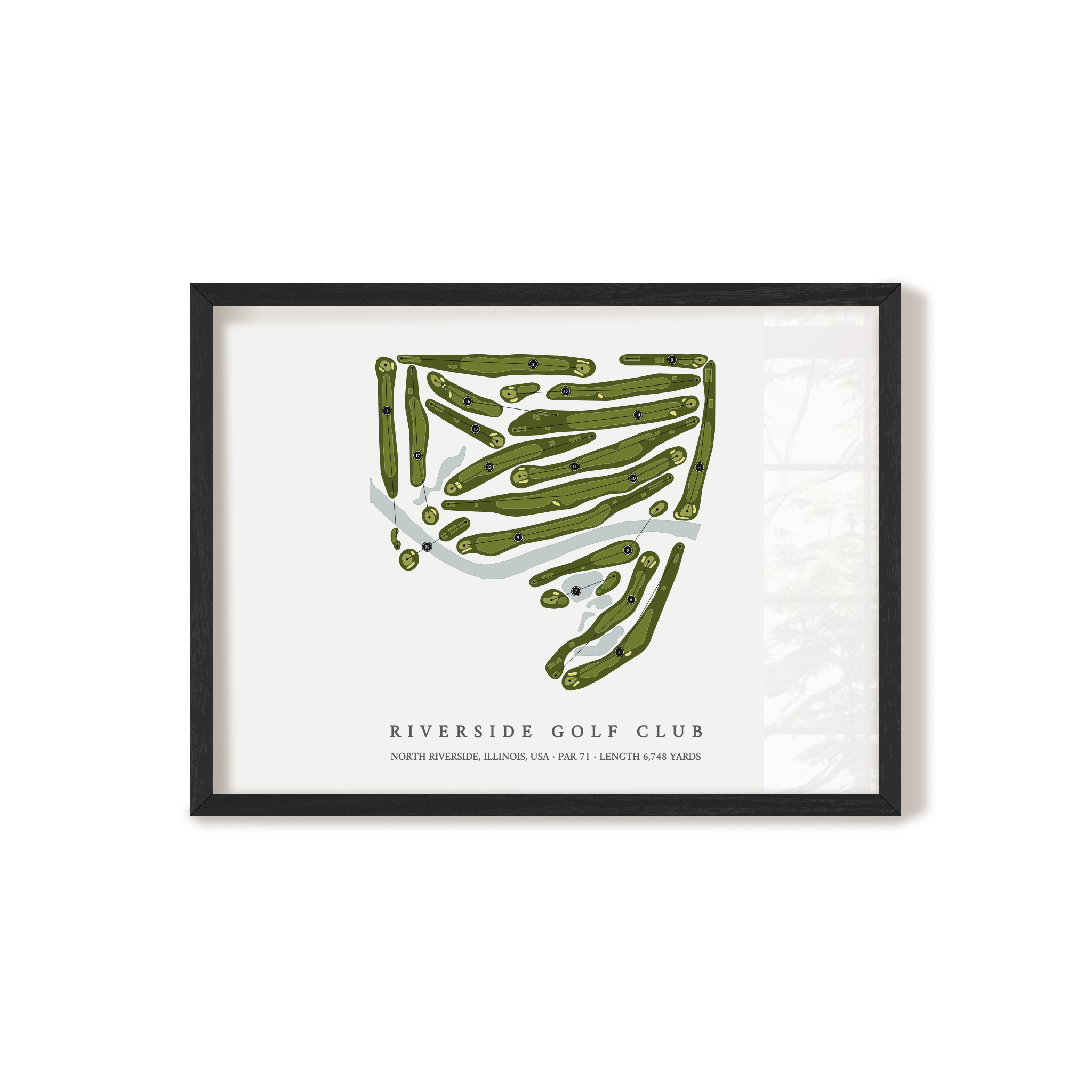 Riverside Golf Club | Golf Course Map | Black Frame 