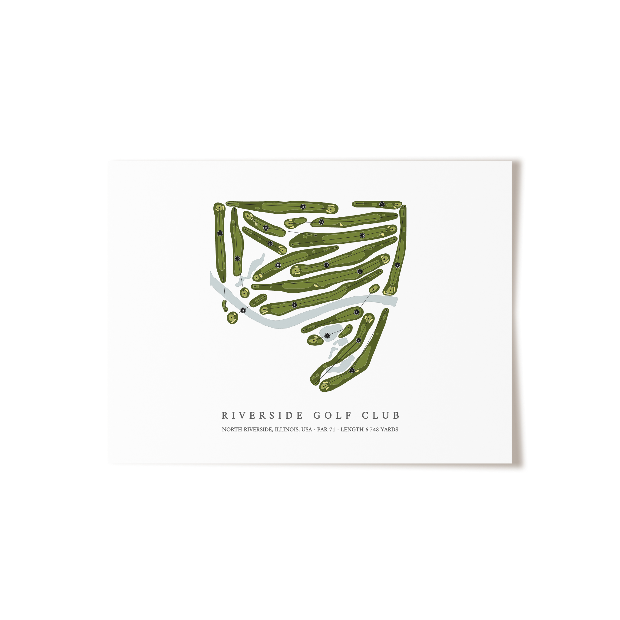 Riverside Golf Club | Golf Course Map | Unframed 