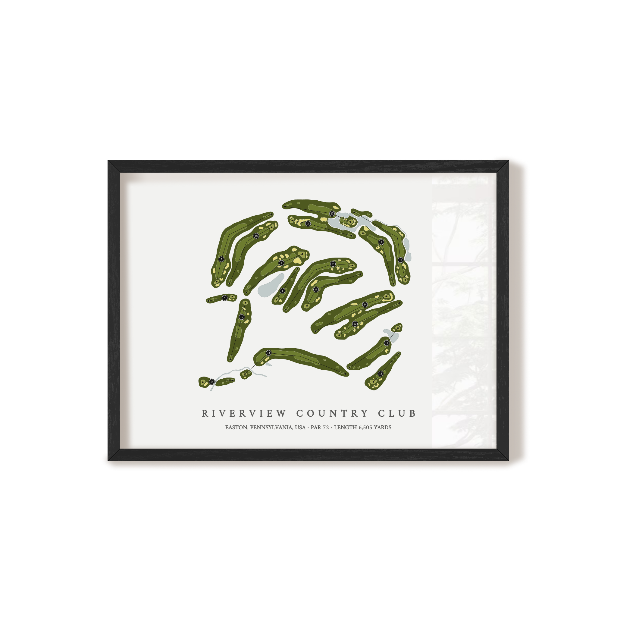 Riverview Country Club | Golf Course Map | Black Frame 