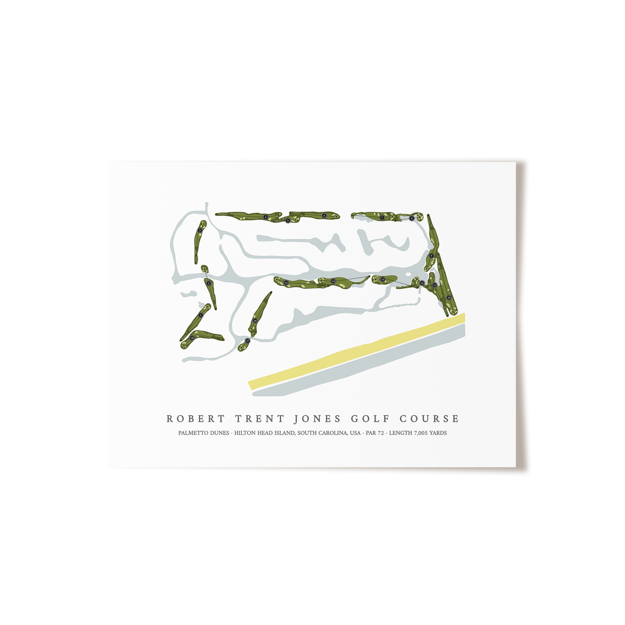 Robert Trent Jones Golf Course at Palmetto Dunes | Golf Course Map | Unframed 