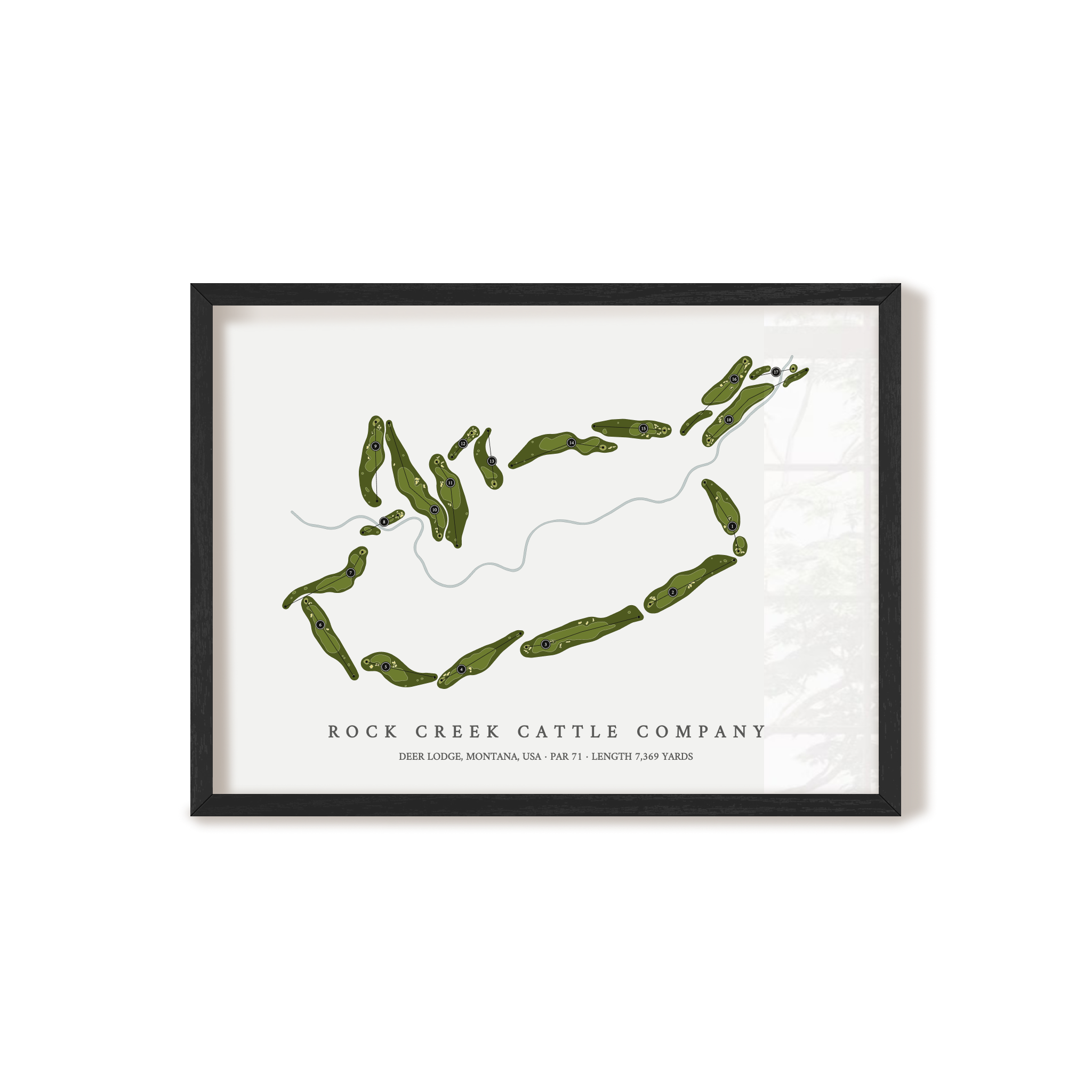 Rock Creek Cattle Company | Golf Course Map | Black Frame 
