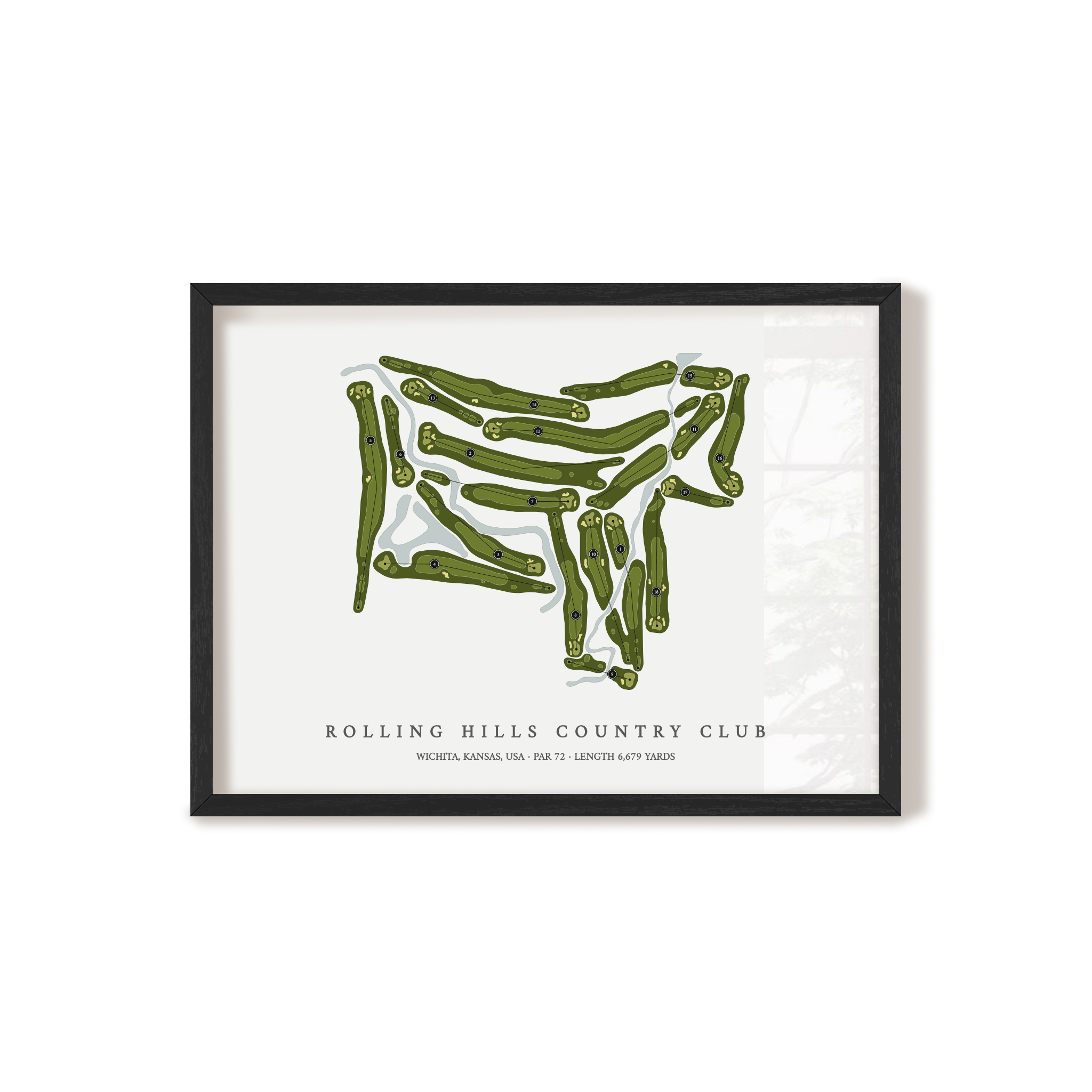 Rolling Hills Country Club | Golf Course Map | Black Frame 