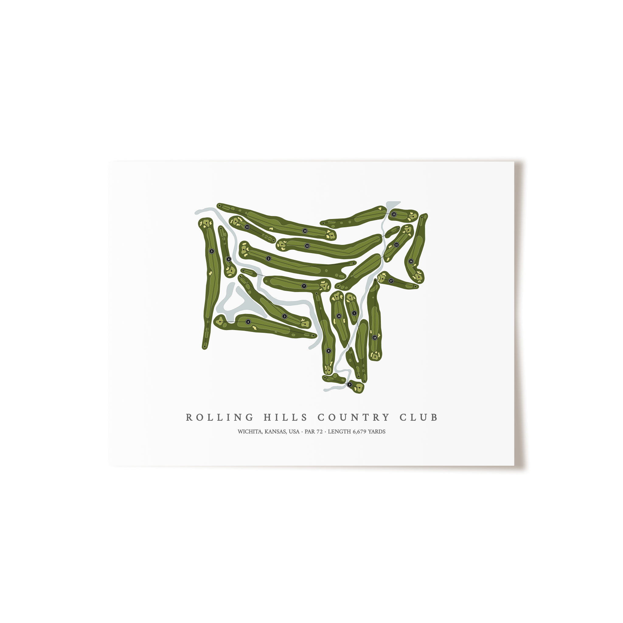 Rolling Hills Country Club | Golf Course Map | Unframed 