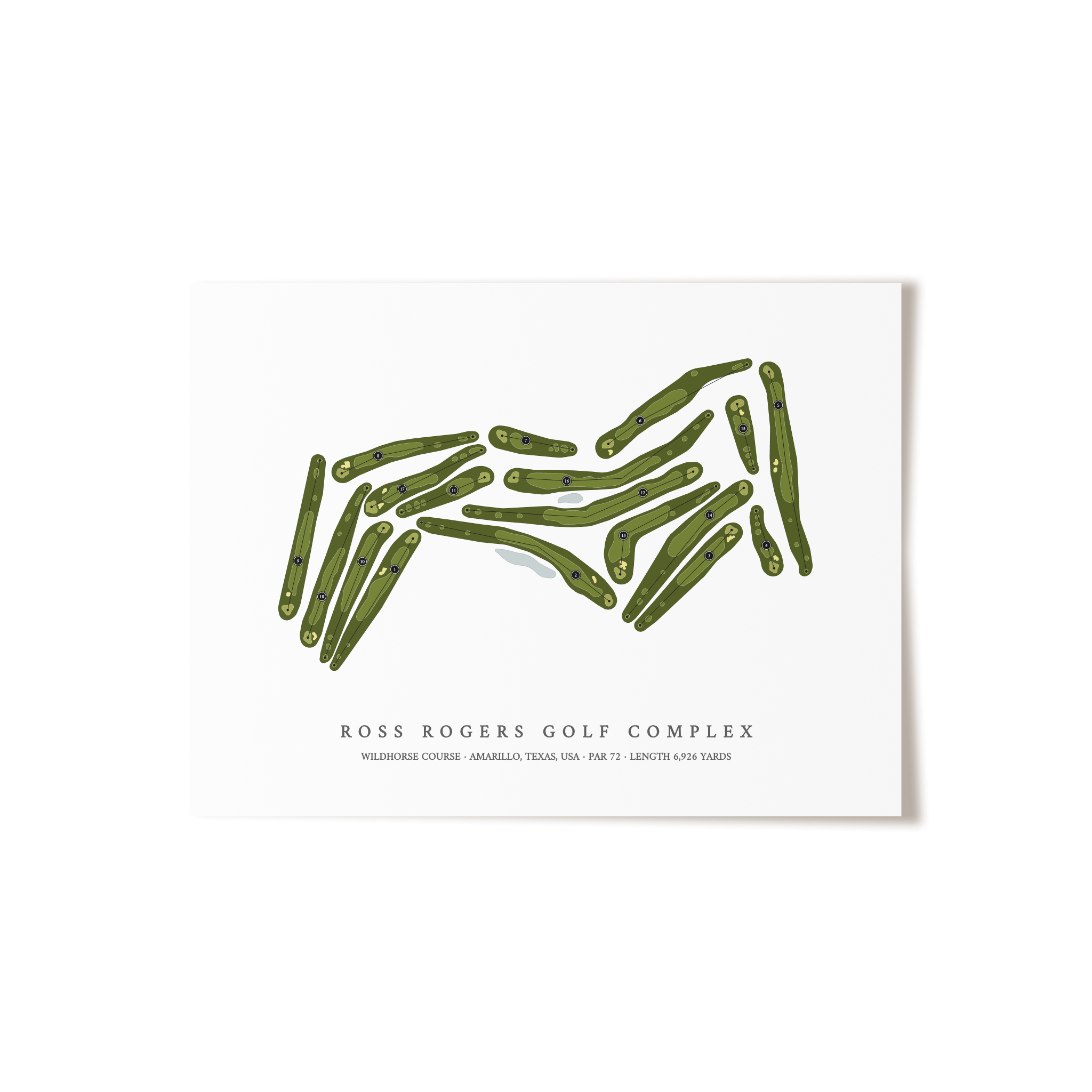 Ross Rogers Golf Complex - WildHorse Course | Golf Course Map | Unframed 