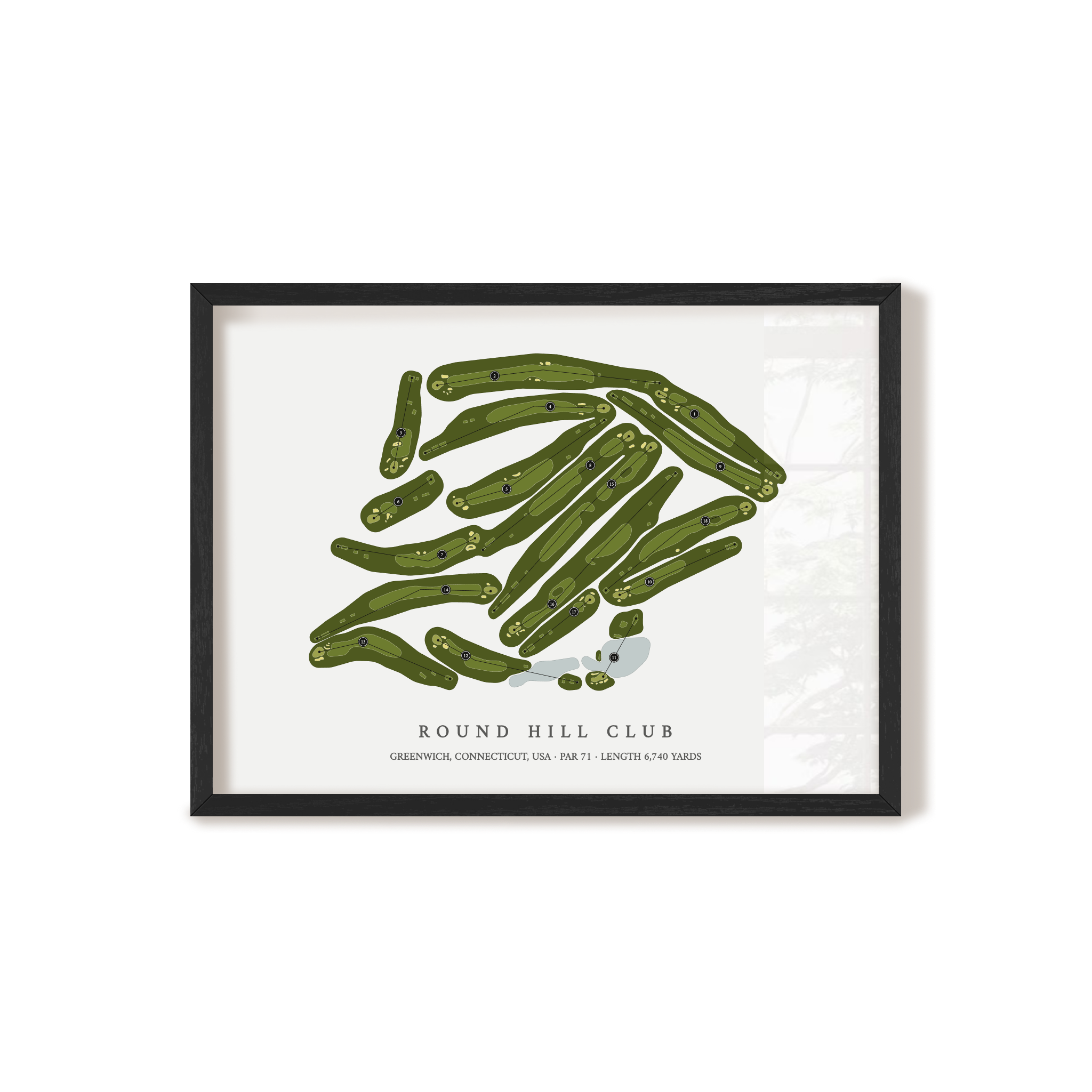 Round Hill Club | Golf Course Print | Black Frame 